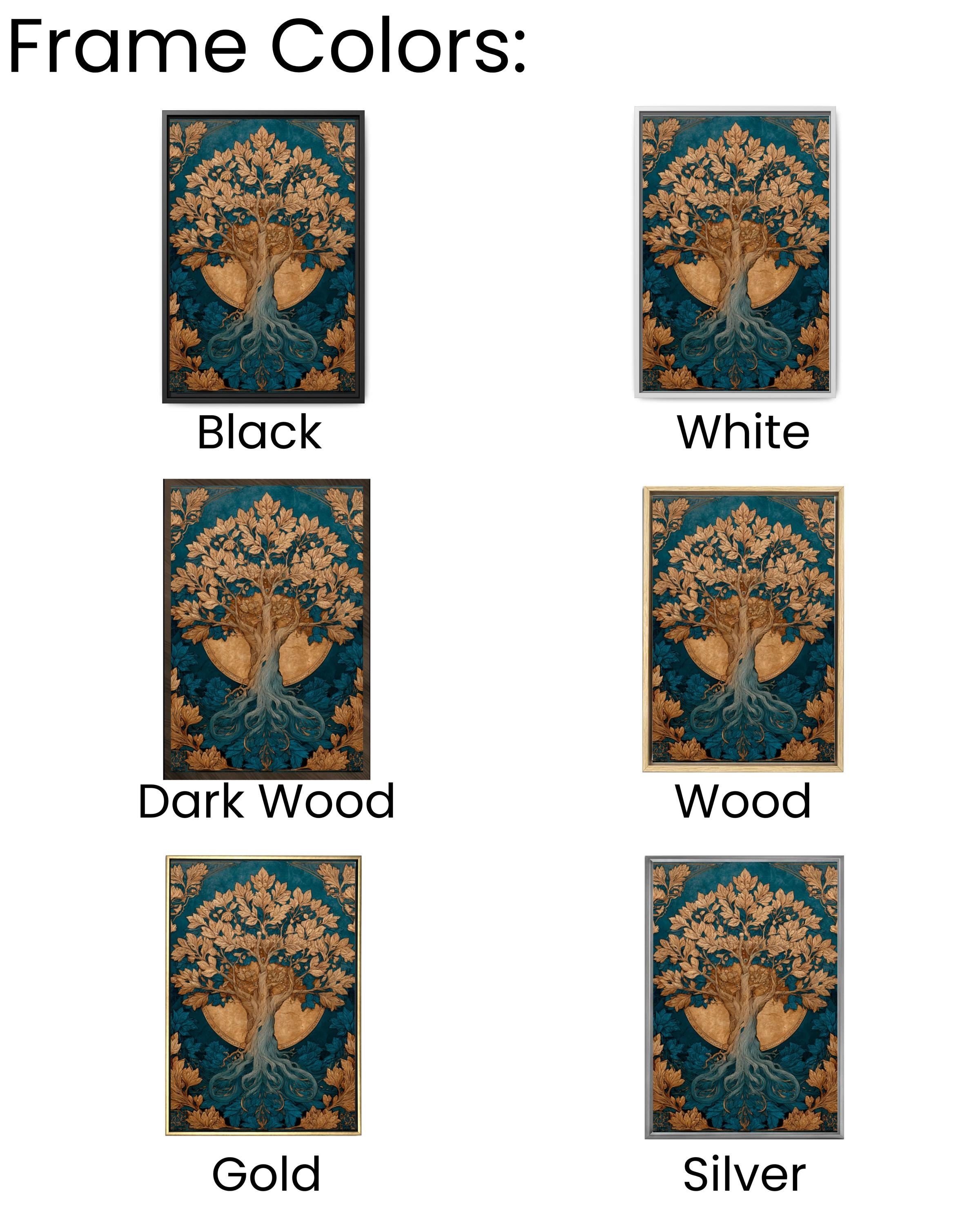 Sun & Moon Tree Art | Celestial Watercolor Canvas, Gold Accent