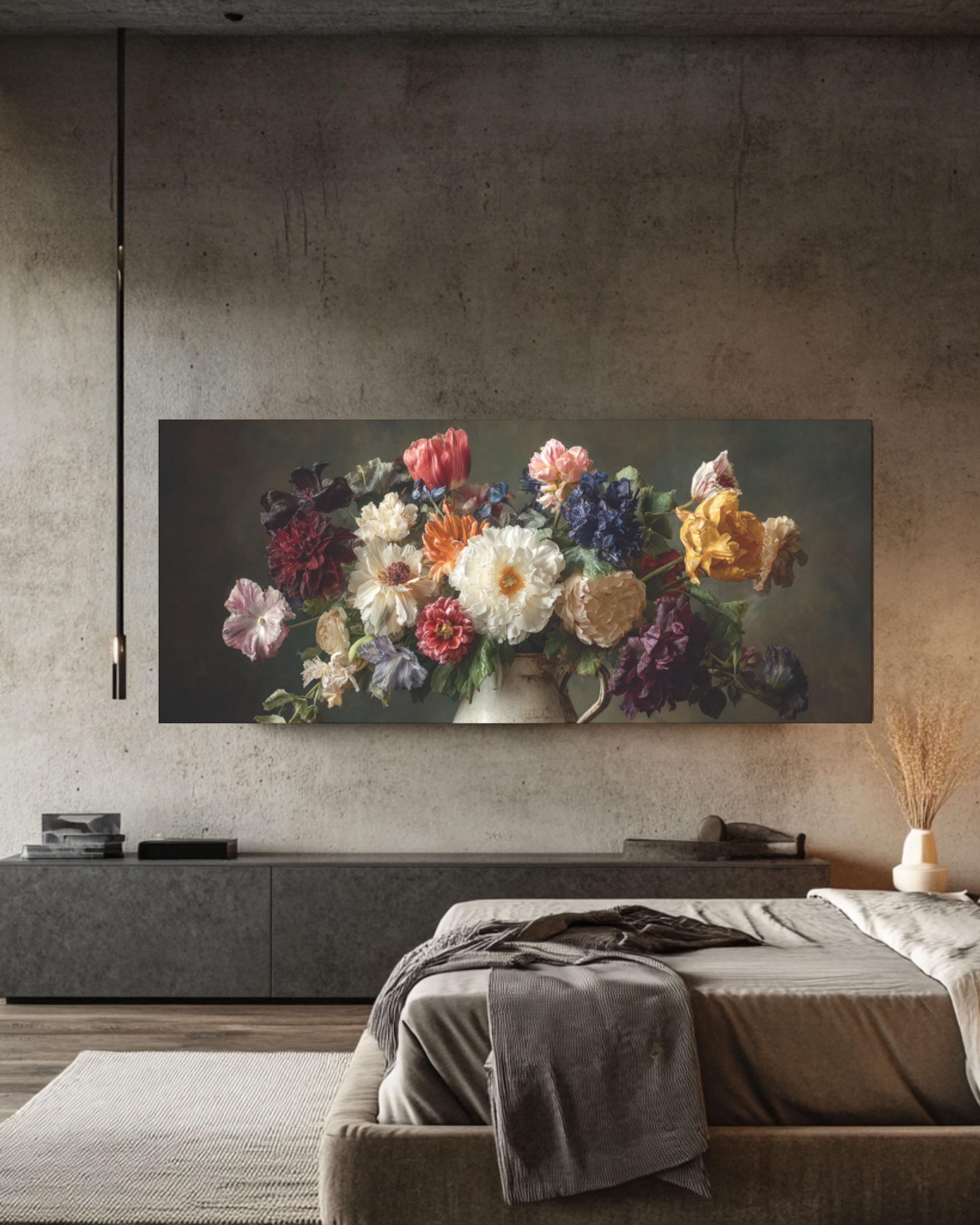 Moody Floral Still Life â€“ Vintage Flowers Art Print, Old Master Style Canvas Wall Art Print – Premium Home Decor