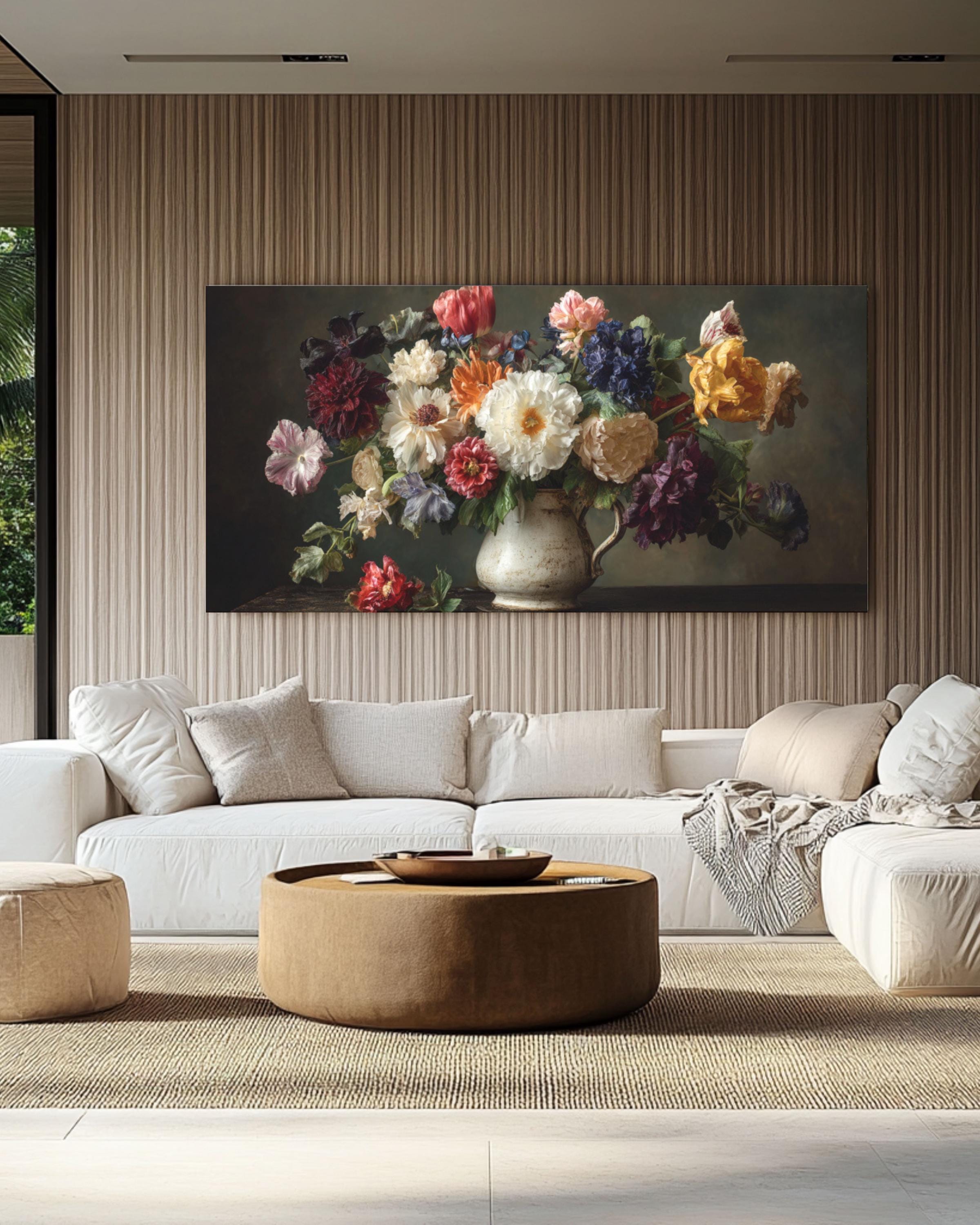 Moody Floral Still Life â€“ Vintage Flowers Art Print, Old Master Style Canvas Wall Art Print – Premium Home Decor