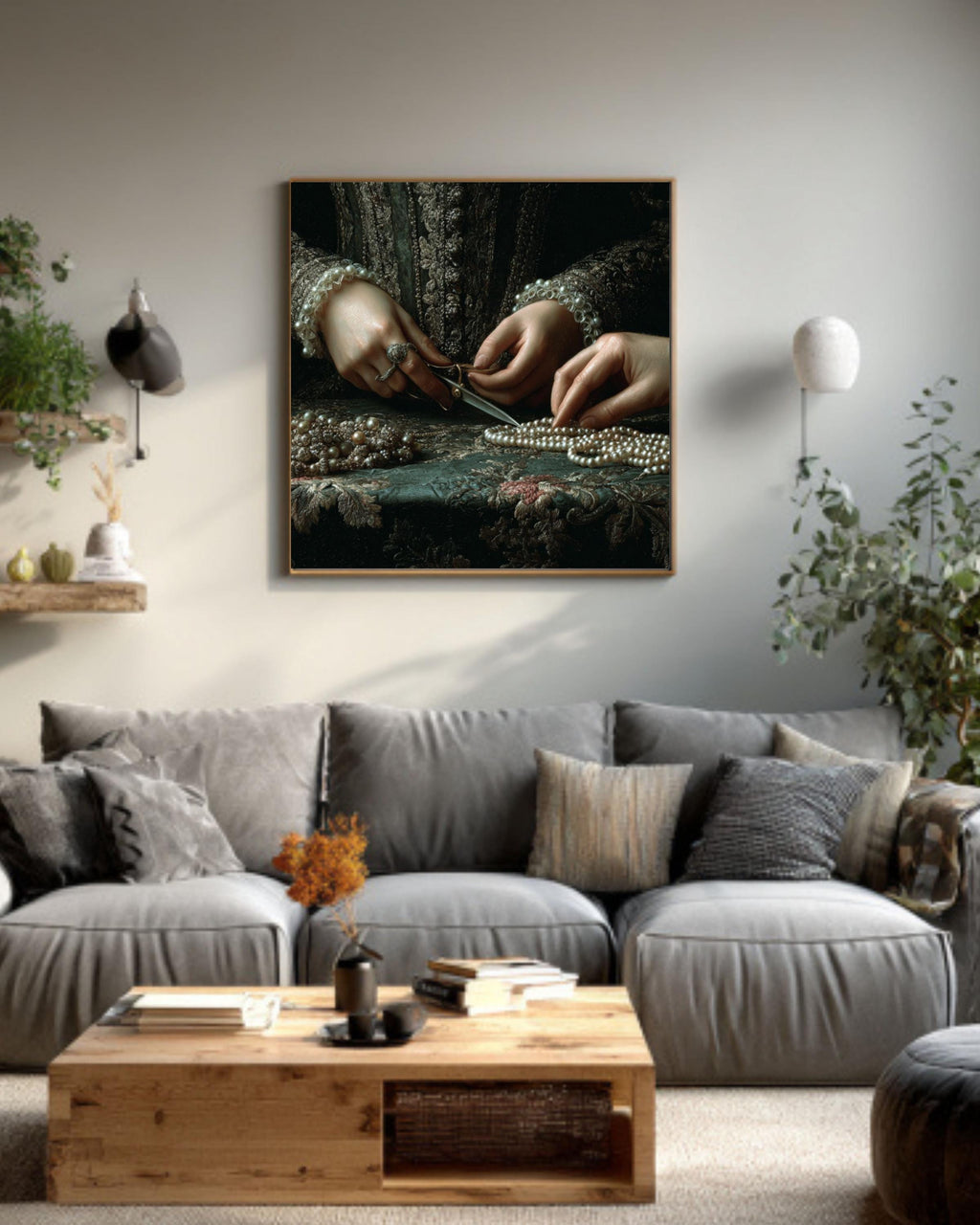 Baroque Hands Cutting Beads Art Print â€“ Gothic Home Wall Decor Canvas Wall Art Print – Premium Home Decor
