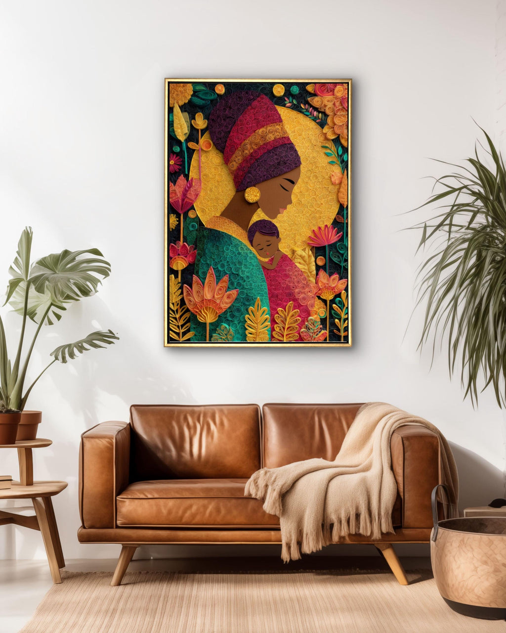 African American Mother and Baby Art | Paper Quilling Style