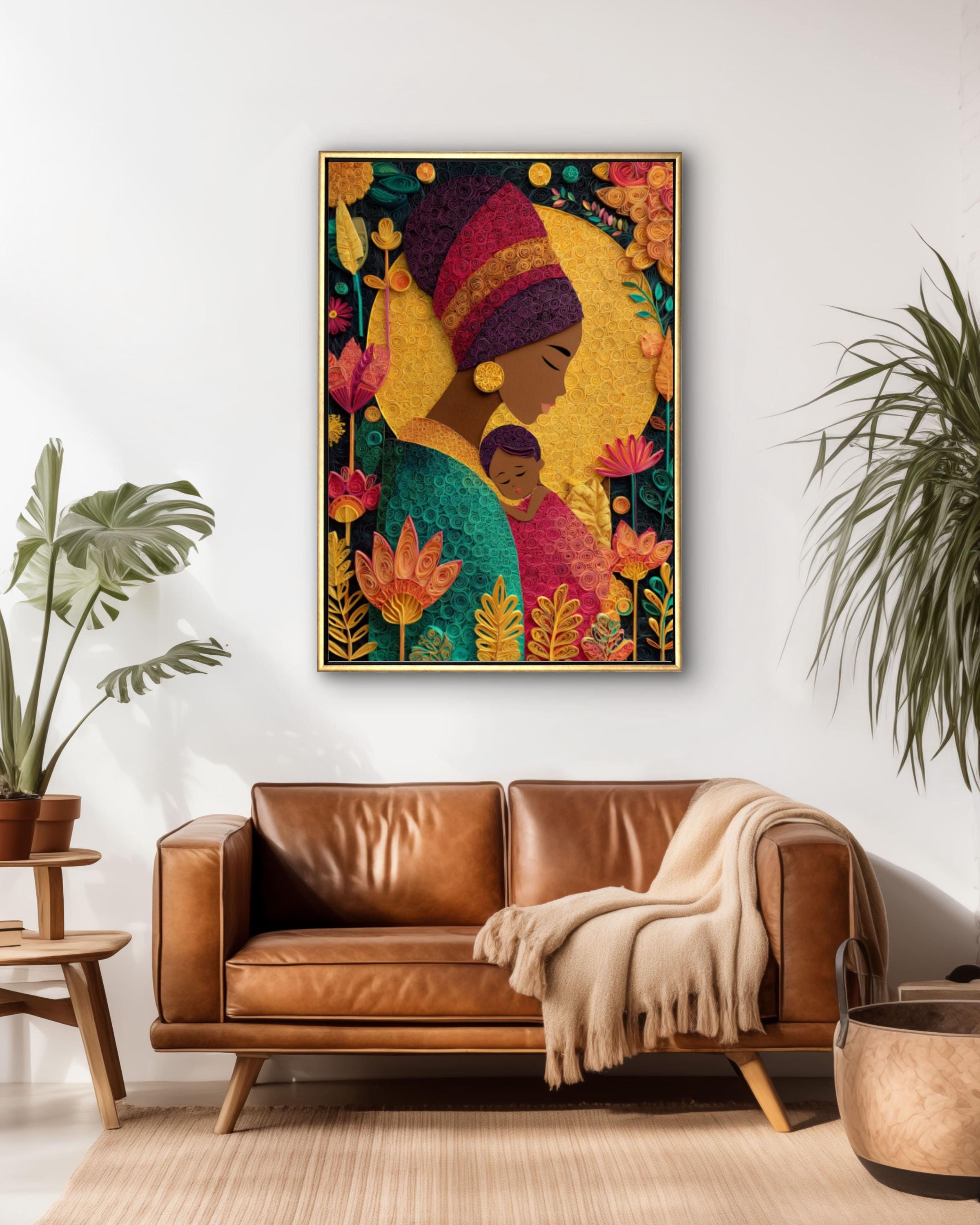 African American Mother and Baby Art | Paper Quilling Style