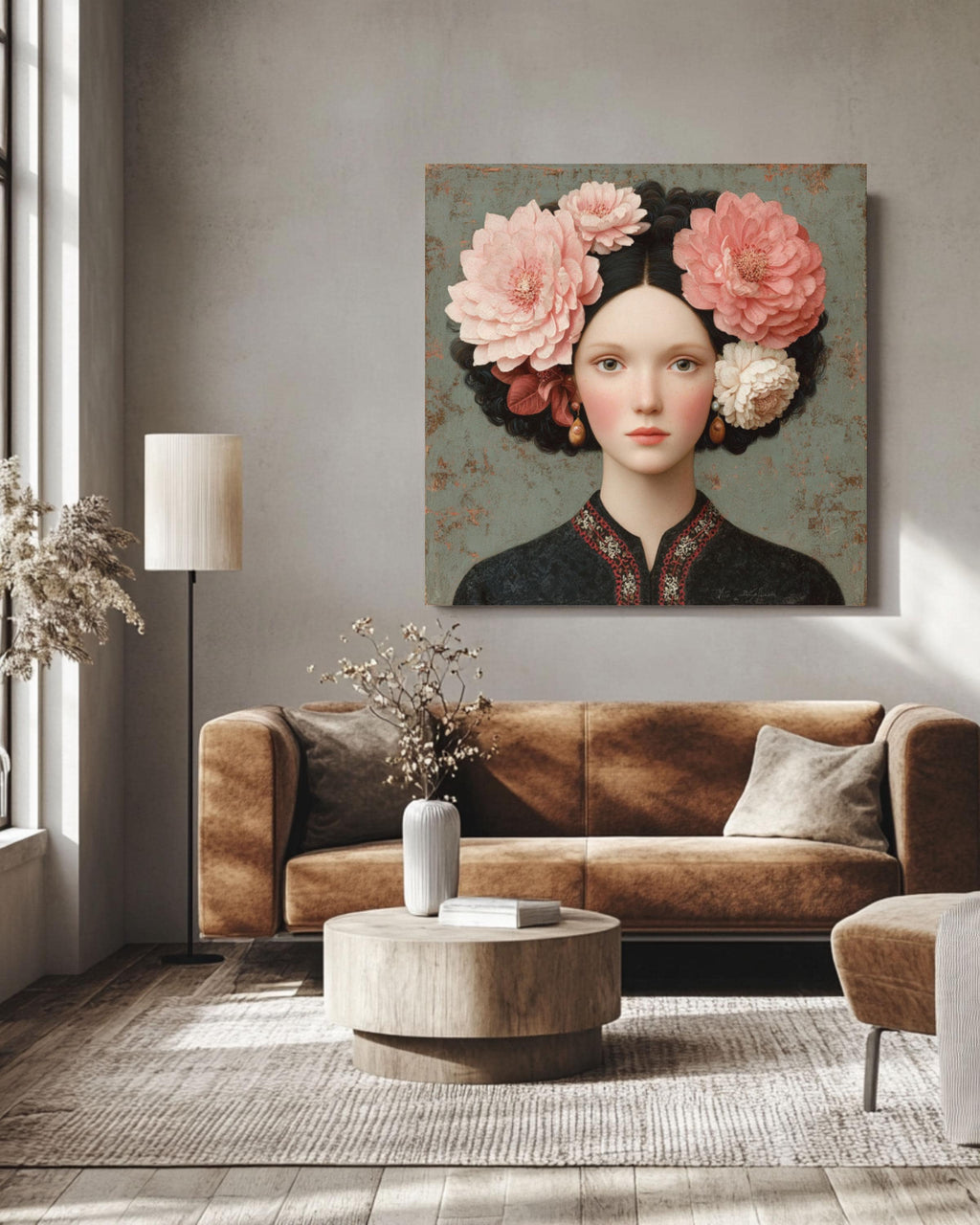 Floral Headpiece Woman Portrait | Elegant Feminine