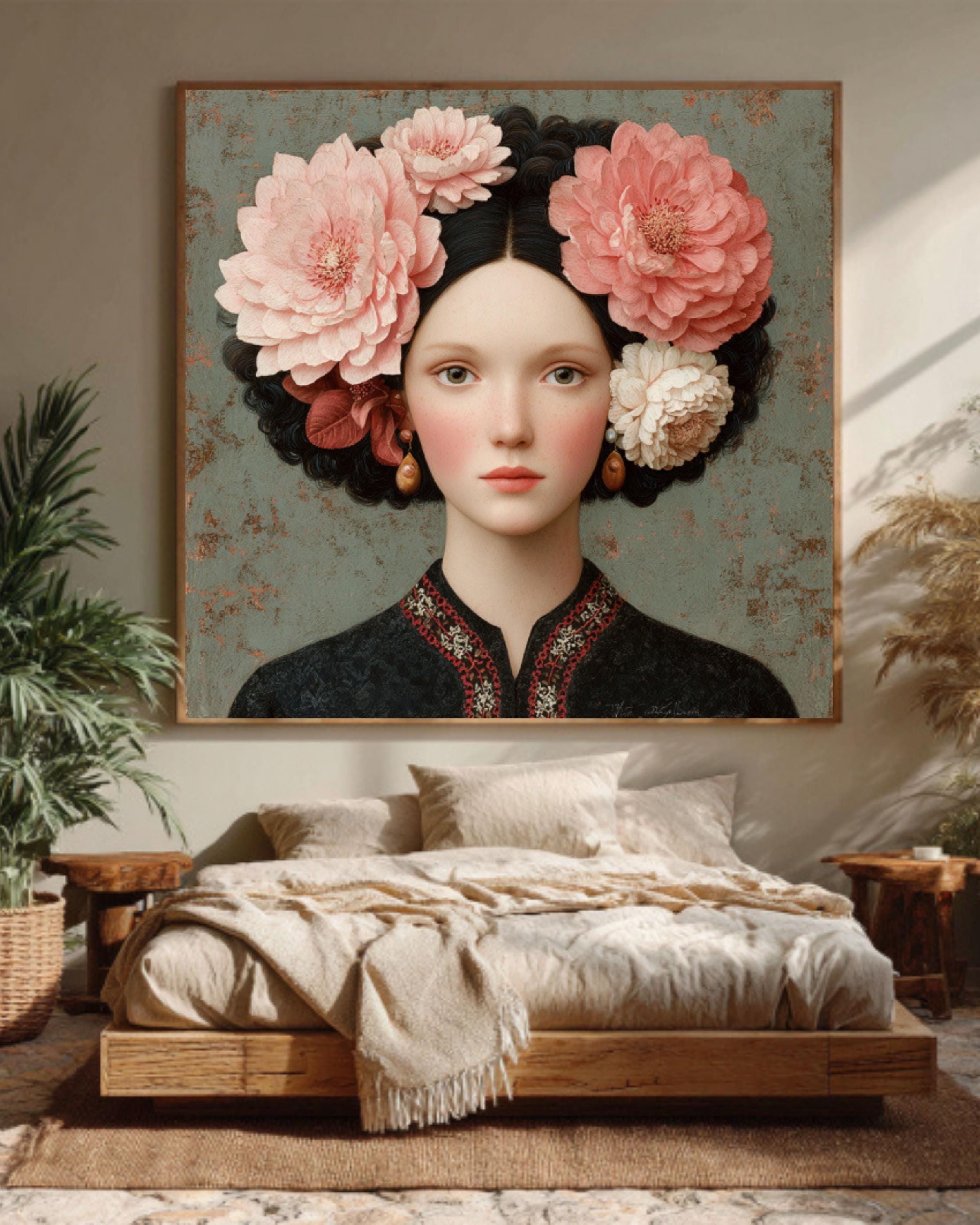 Floral Headpiece Woman Portrait | Elegant Feminine