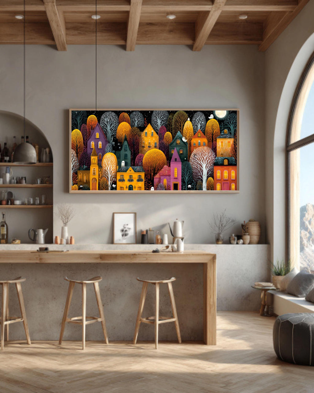 Halloween Town Canvas Art | Spooky Houses