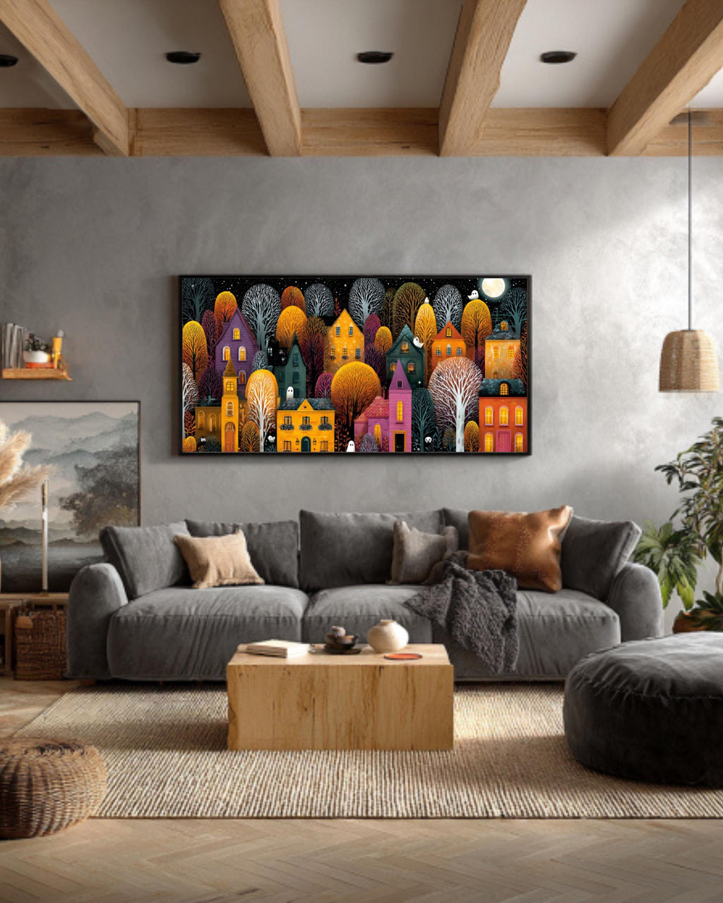 Halloween Town Canvas Art | Spooky Houses