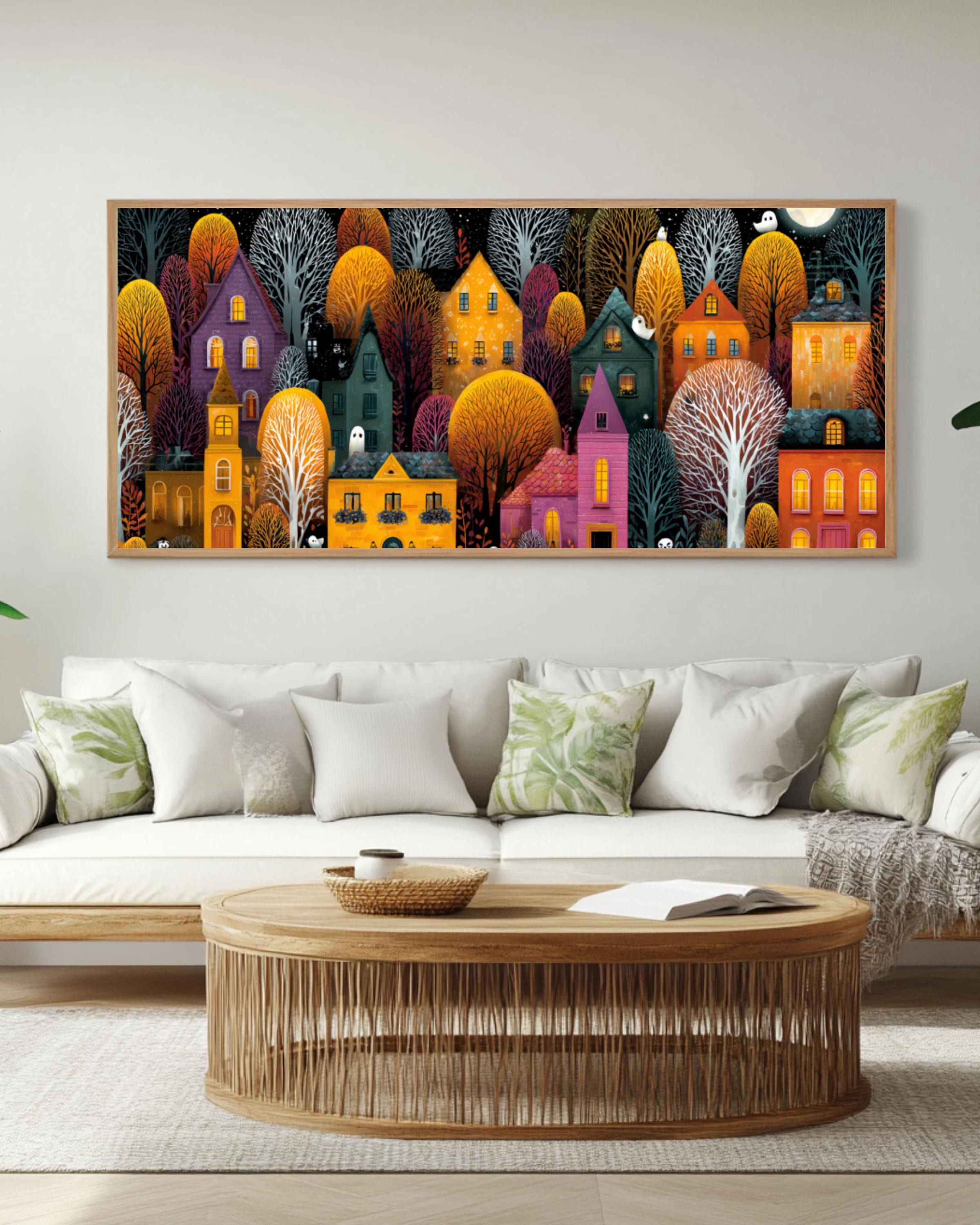 Halloween Town Canvas Art | Spooky Houses