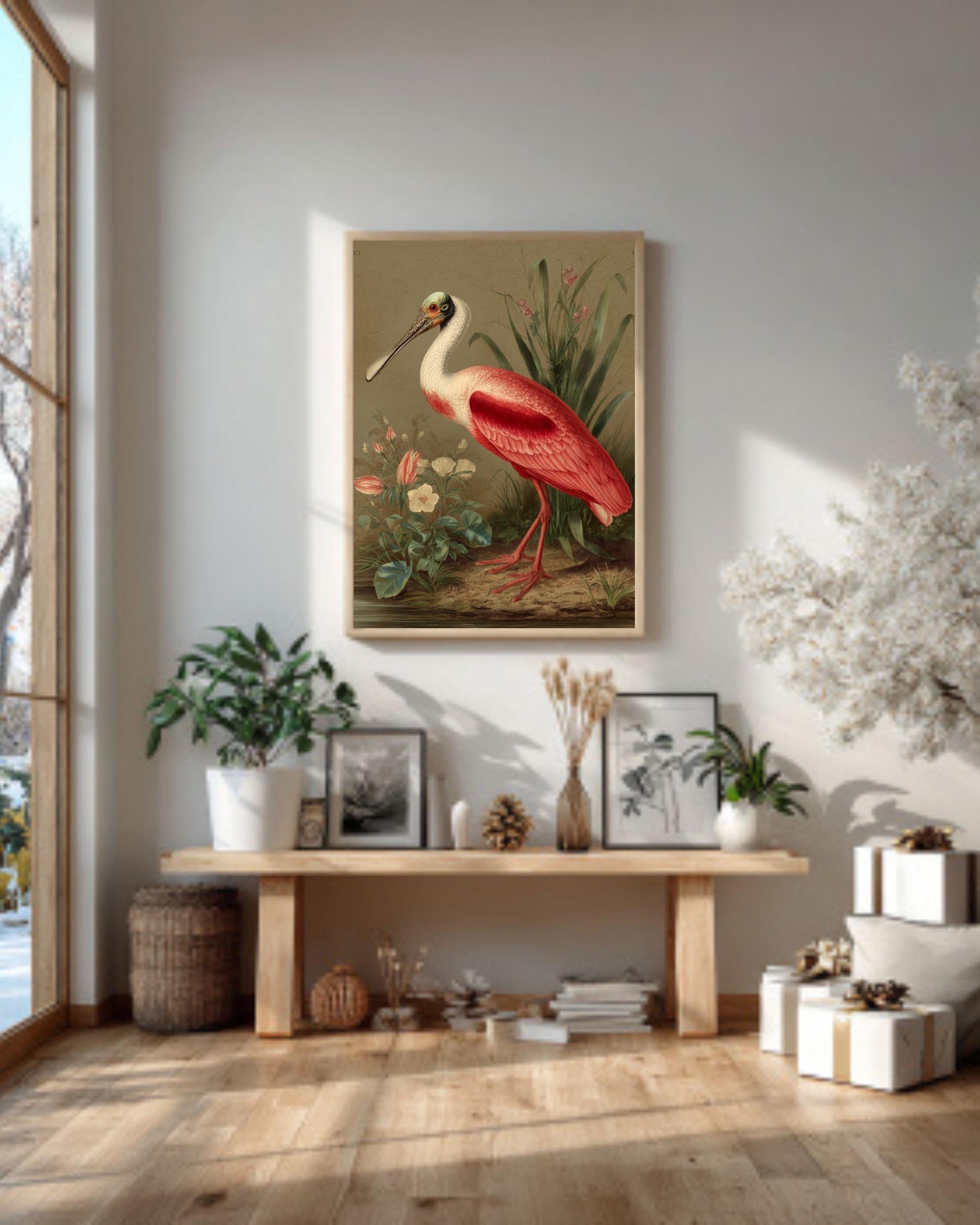 Roseate Spoonbill Bird Art | Wildlife Coastal