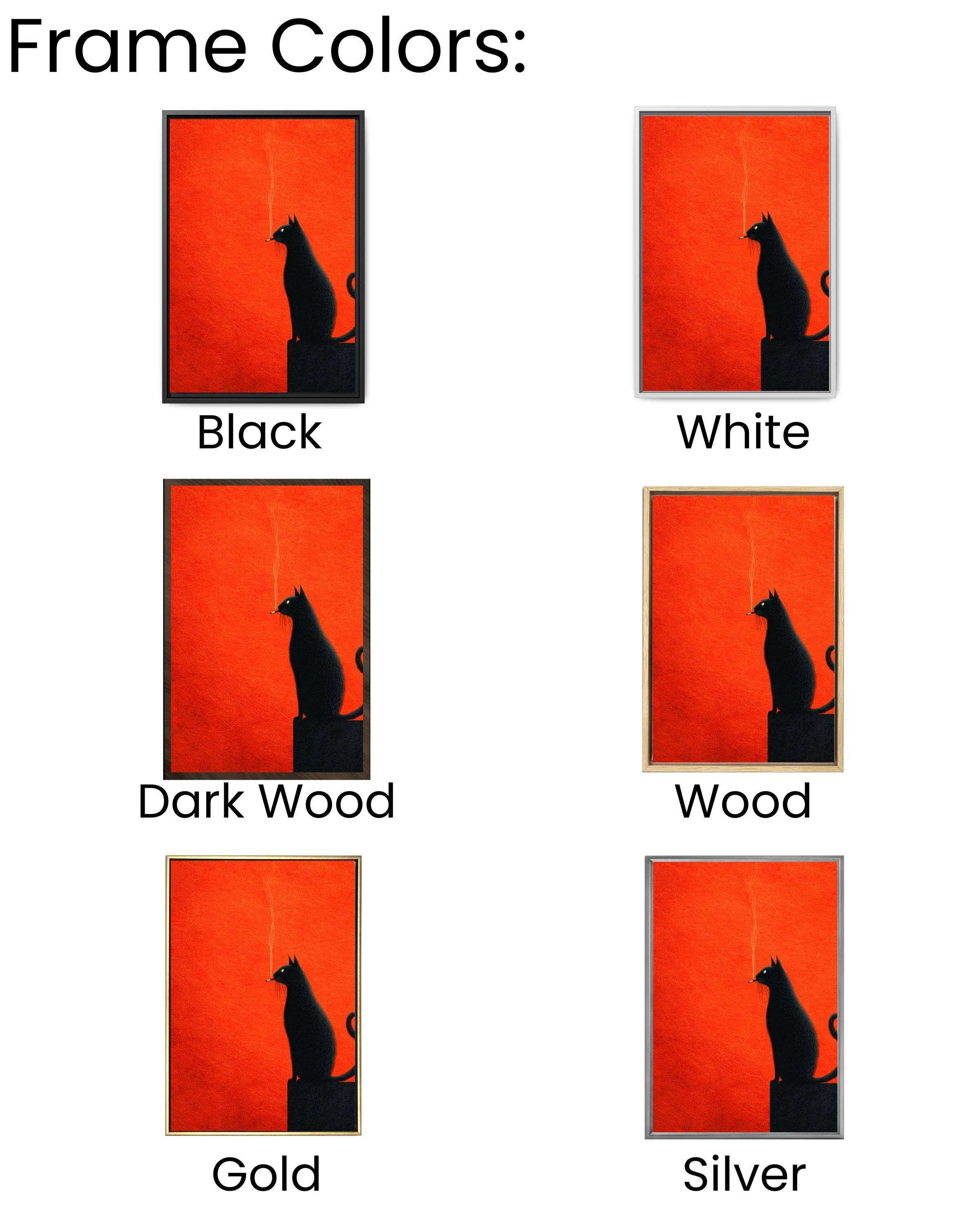 Black Cat Art Print | Retro Orange Minimalist
