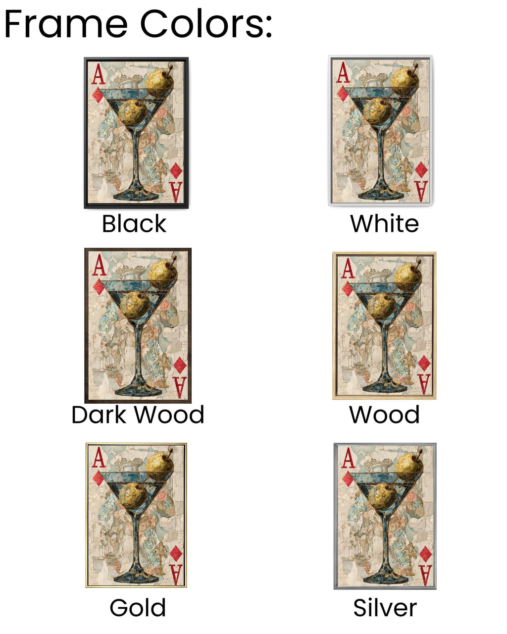 Ace Card Martini Olive Art | Modern Bar