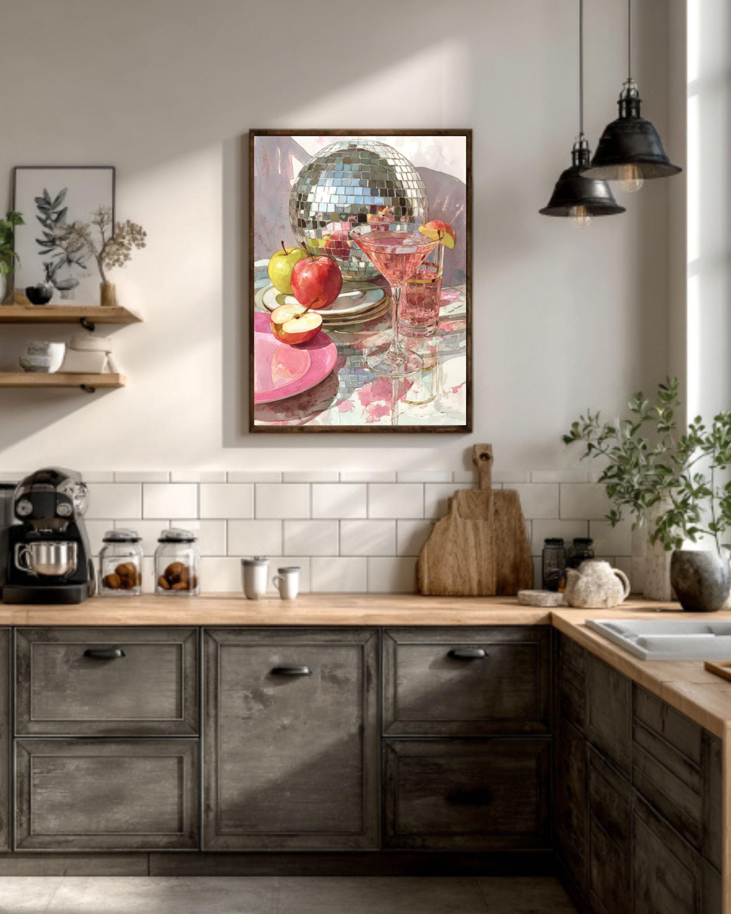 Vintage Disco Ball Martini Print | Retro Kitchen
