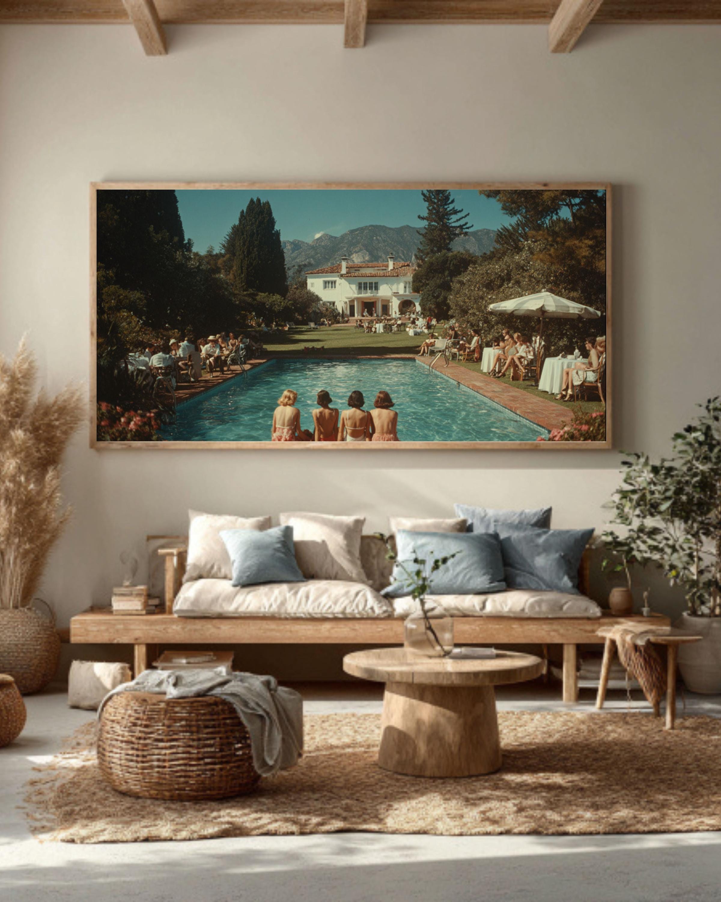 Luxury Villa Poolside Print â€“ Summer Vibes, Cinematic Art Canvas Wall Art Print – Premium Home Decor