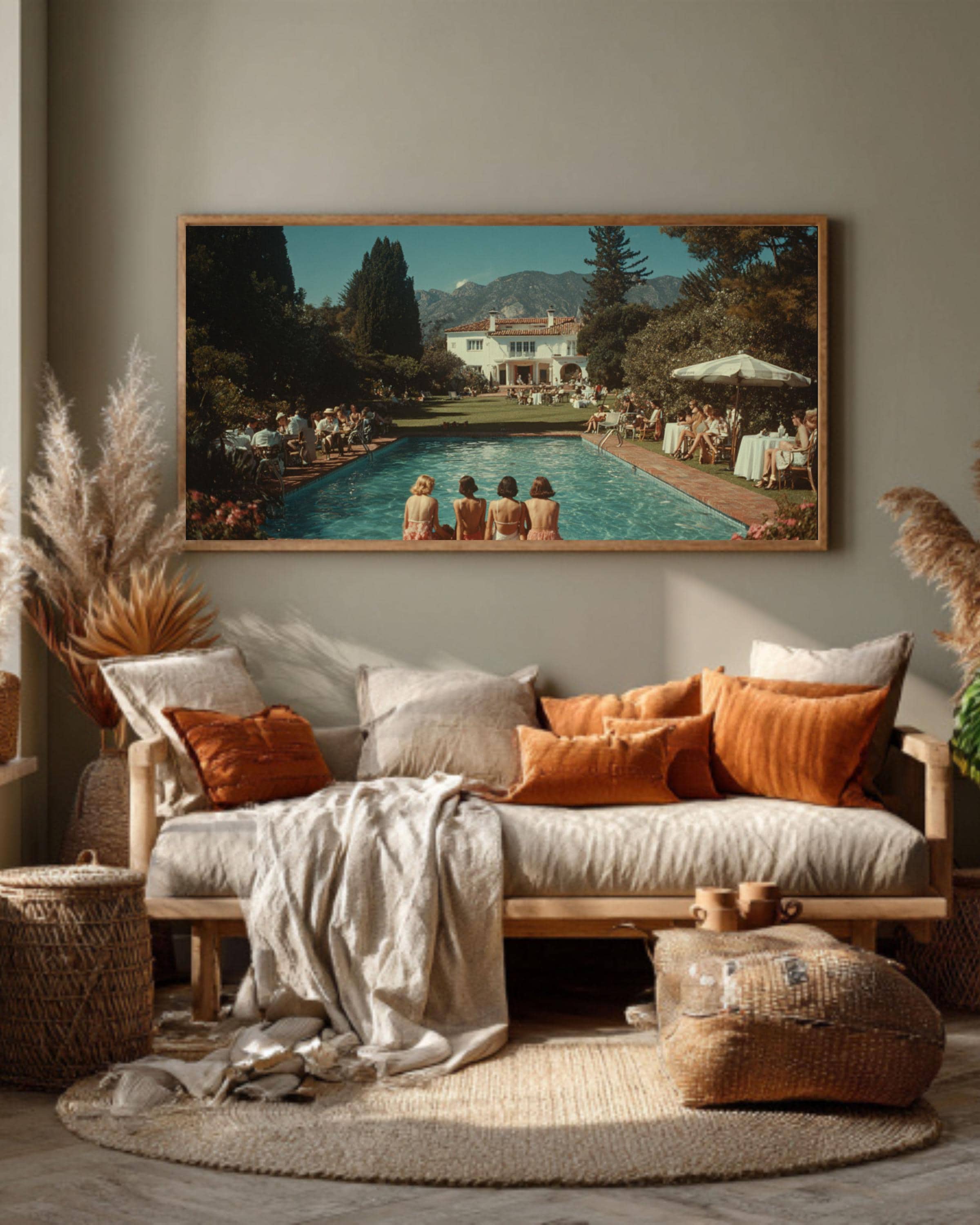 Luxury Villa Poolside Print â€“ Summer Vibes, Cinematic Art Canvas Wall Art Print – Premium Home Decor