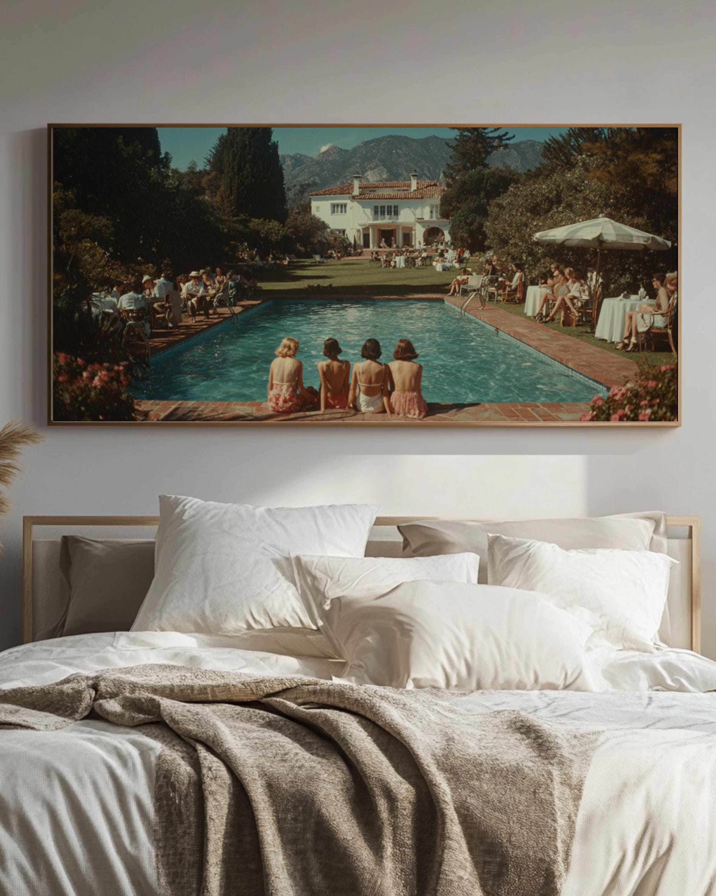 Luxury Villa Poolside Print â€“ Summer Vibes, Cinematic Art Canvas Wall Art Print – Premium Home Decor
