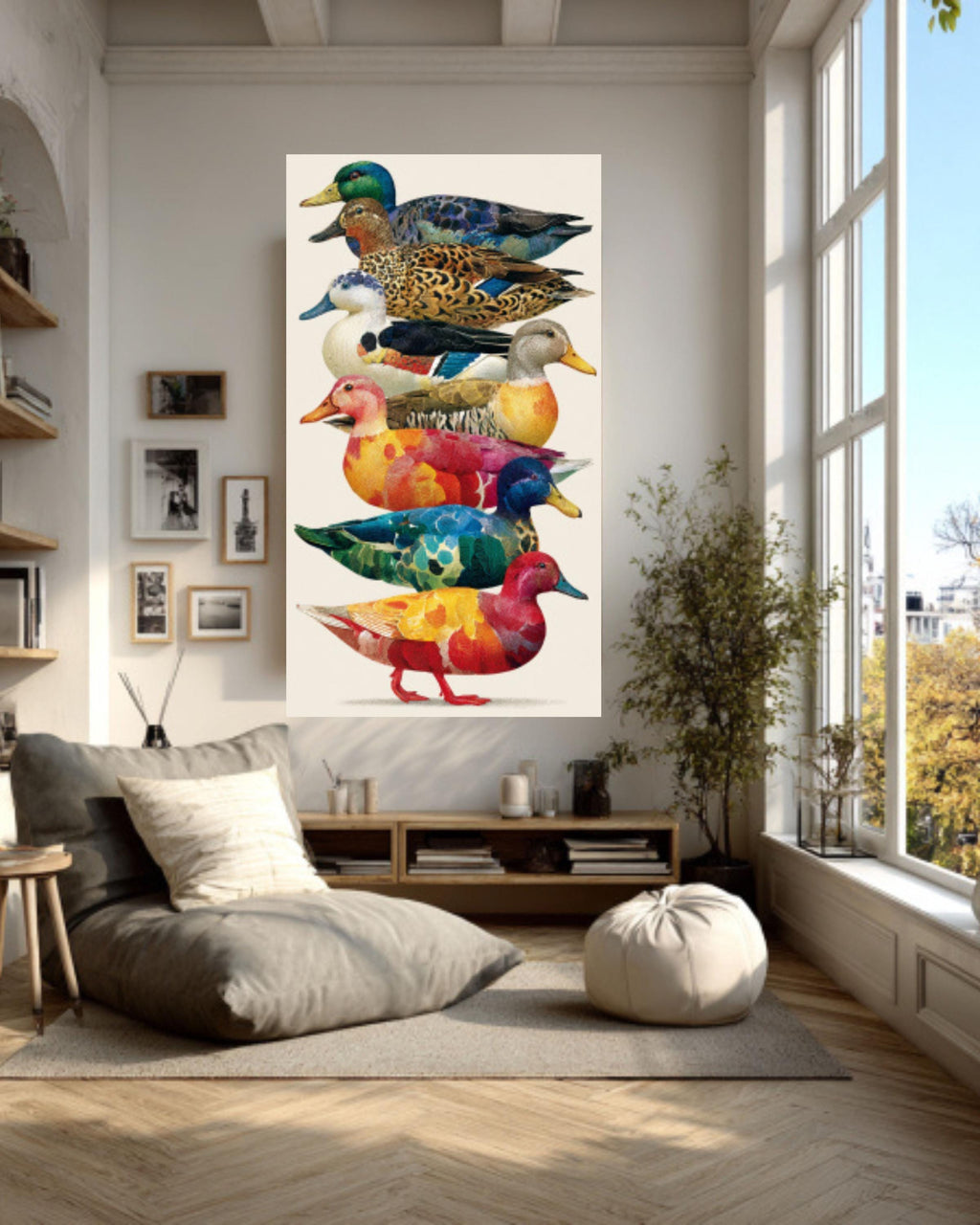 Colorful Duck Collage Art Print â€“ Modern Matisse Hockney Style Canvas Wall Art Print – Premium Home Decor