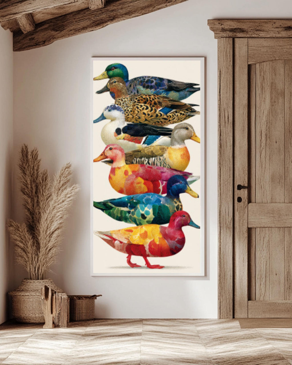 Colorful Duck Collage Art Print â€“ Modern Matisse Hockney Style Canvas Wall Art Print – Premium Home Decor