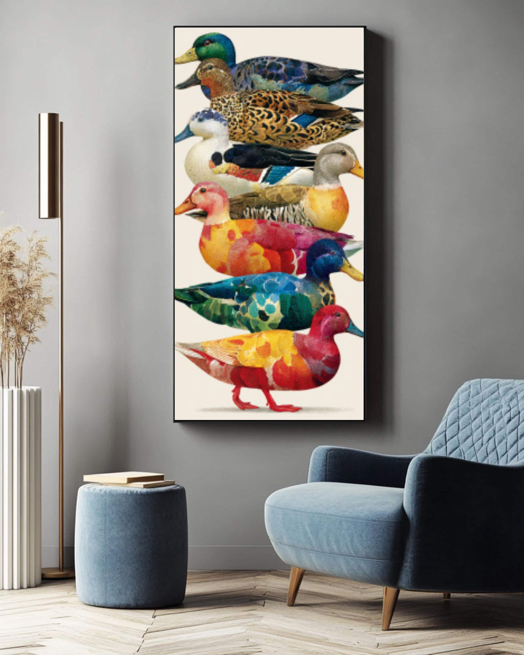 Colorful Duck Collage Art Print â€“ Modern Matisse Hockney Style Canvas Wall Art Print – Premium Home Decor