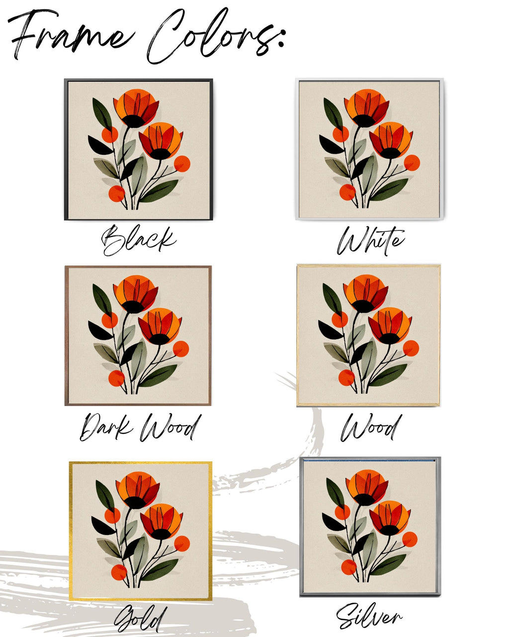 Paul Klee Style Floral Art Print | Orange Flowers