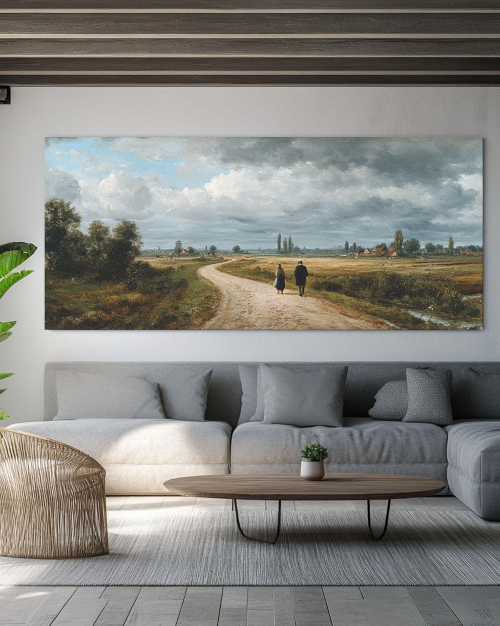 Dutch Golden Age Landscape Painting â€“ Moody Sky, Countryside Scene, Canvas or Framed Canvas Wall Art Print – Premium Home Decor