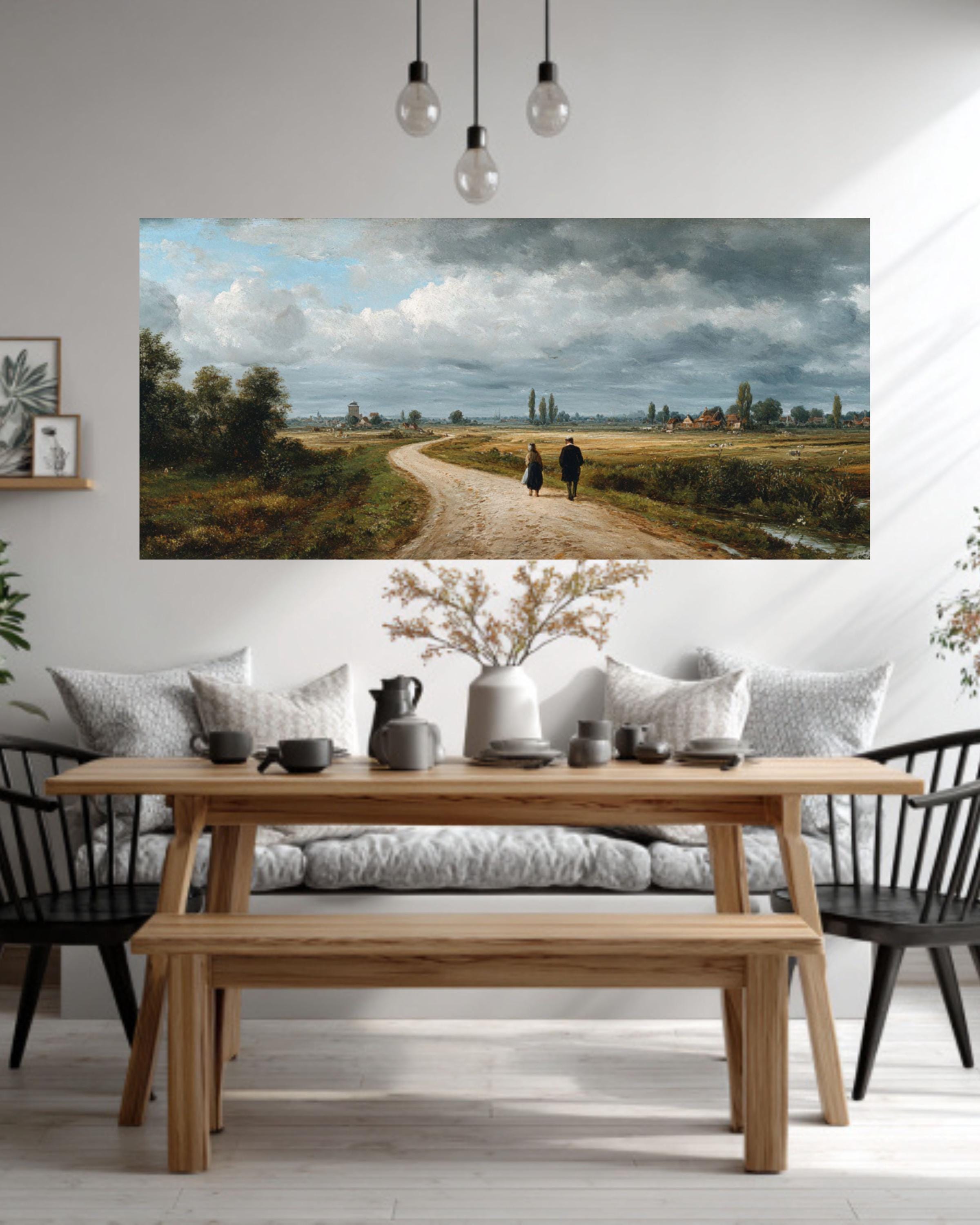 Dutch Golden Age Landscape Painting â€“ Moody Sky, Countryside Scene, Canvas or Framed Canvas Wall Art Print – Premium Home Decor