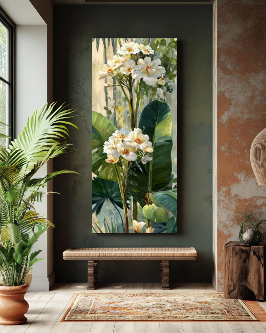 Vintage Banana Tree Oil Painting – Botanical Tropical Canvas Art