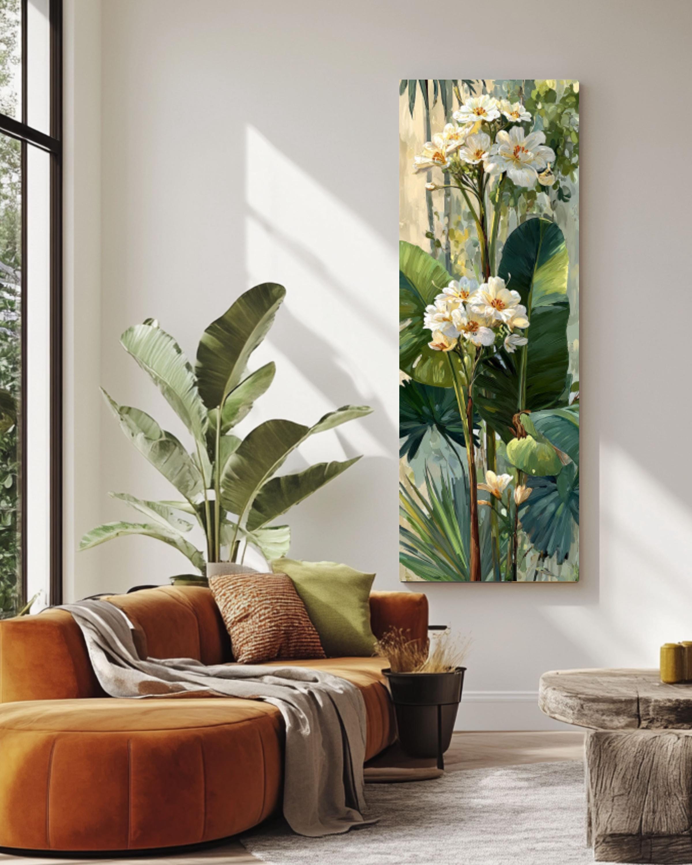 Vintage Banana Tree Oil Painting – Botanical Tropical Canvas Art