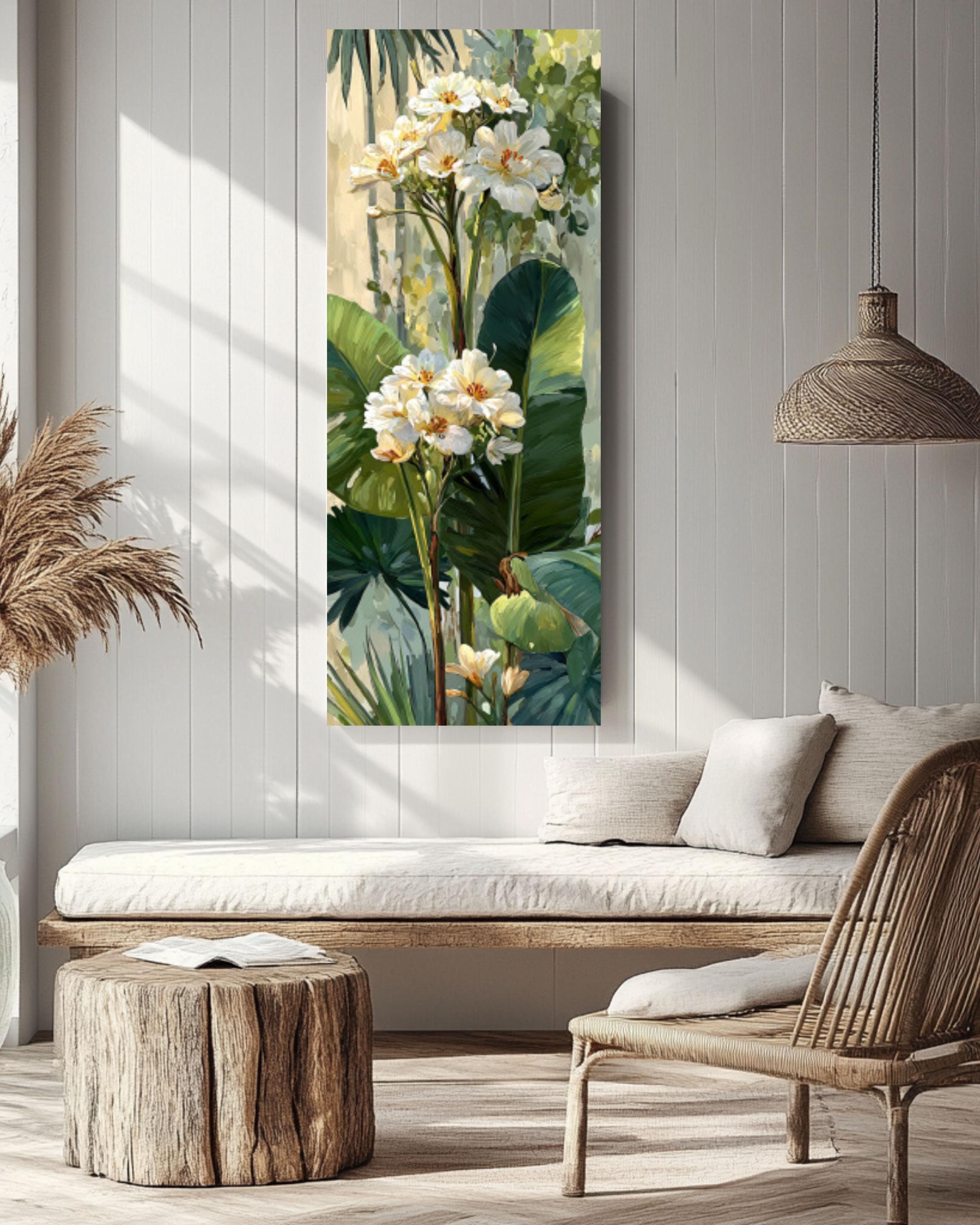 Vintage Banana Tree Oil Painting – Botanical Tropical Canvas Art