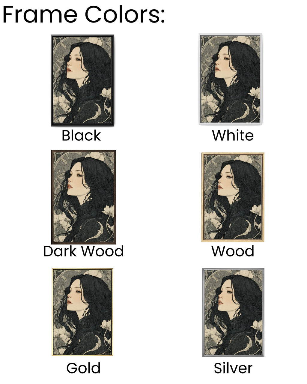 Art Nouveau Woman Ink Drawing â€“ Dark Fantasy Canvas Print Canvas Wall Art Print – Premium Home Decor