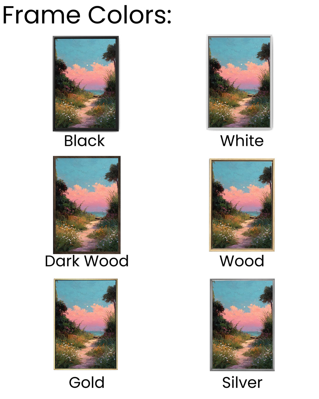 Pastel Beach Path Acrylic Painting – Pink Sunset, Coastal Wall Art