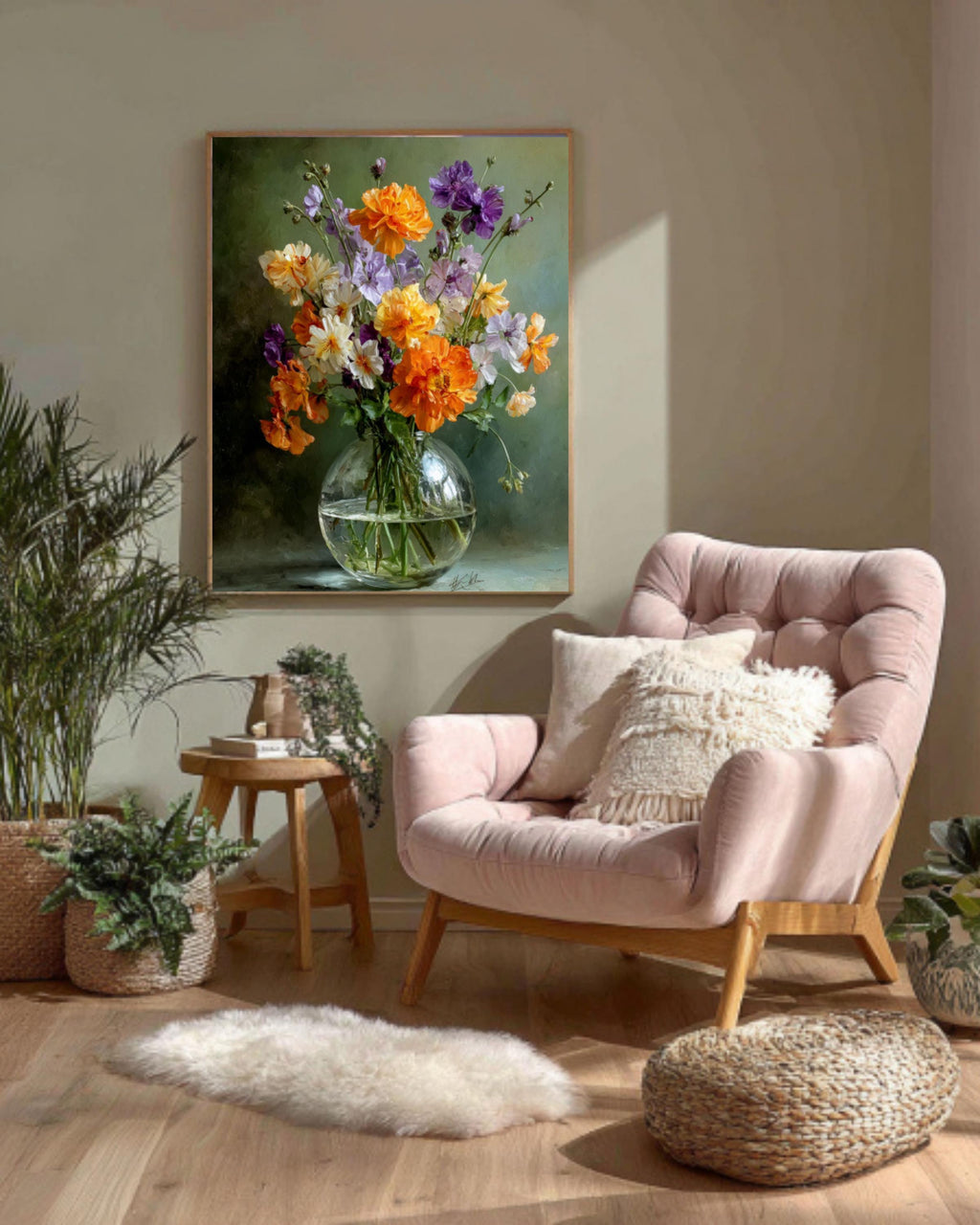 Watercolor Wildflower Bouquet Print – Floral Vase Art