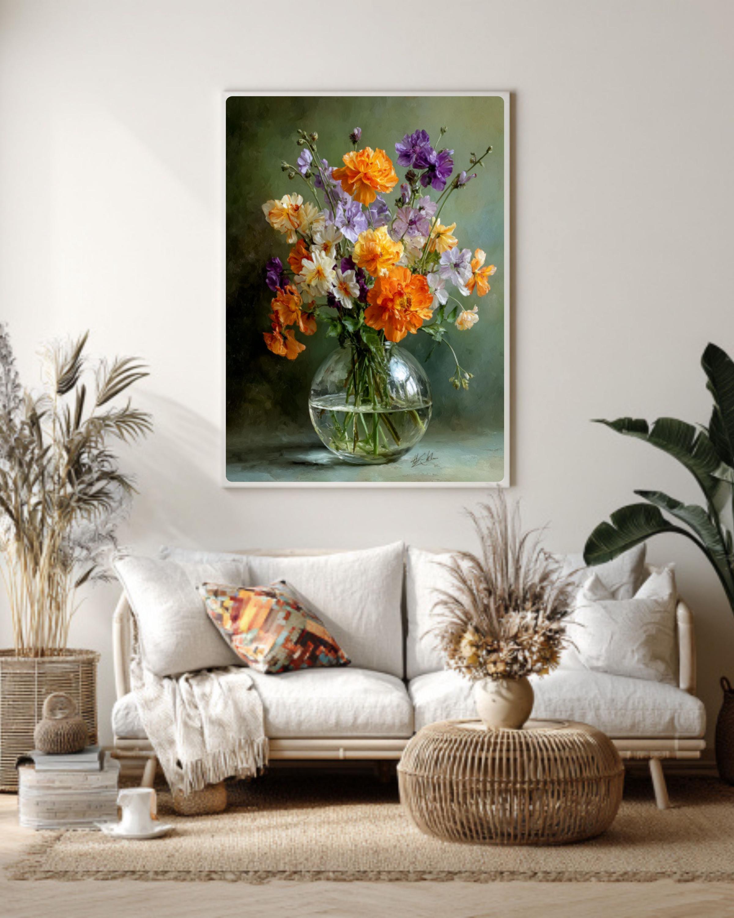 Watercolor Wildflower Bouquet Print – Floral Vase Art
