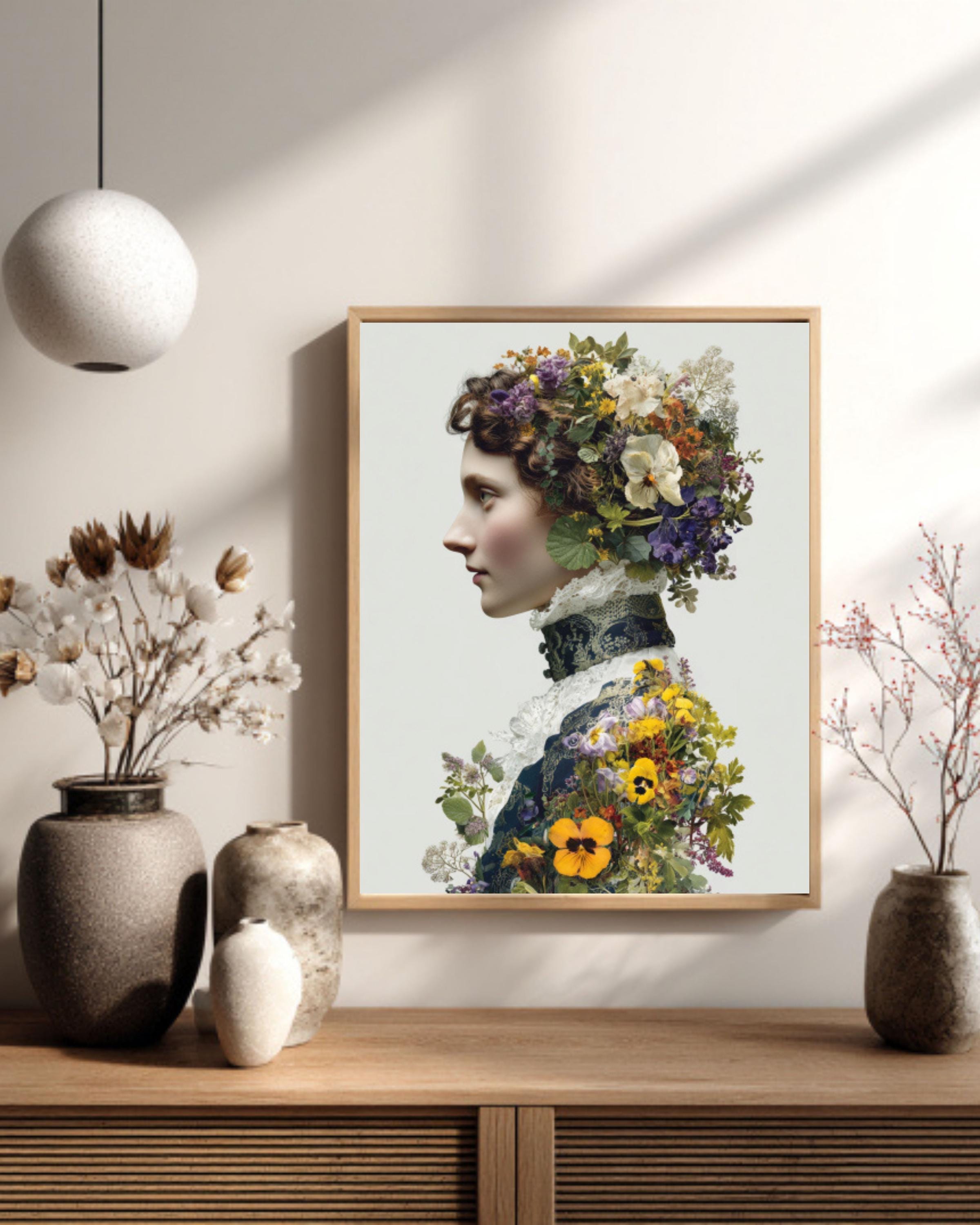 Victorian Floral Hair Woman Art | Christian Lacroix Style Collage