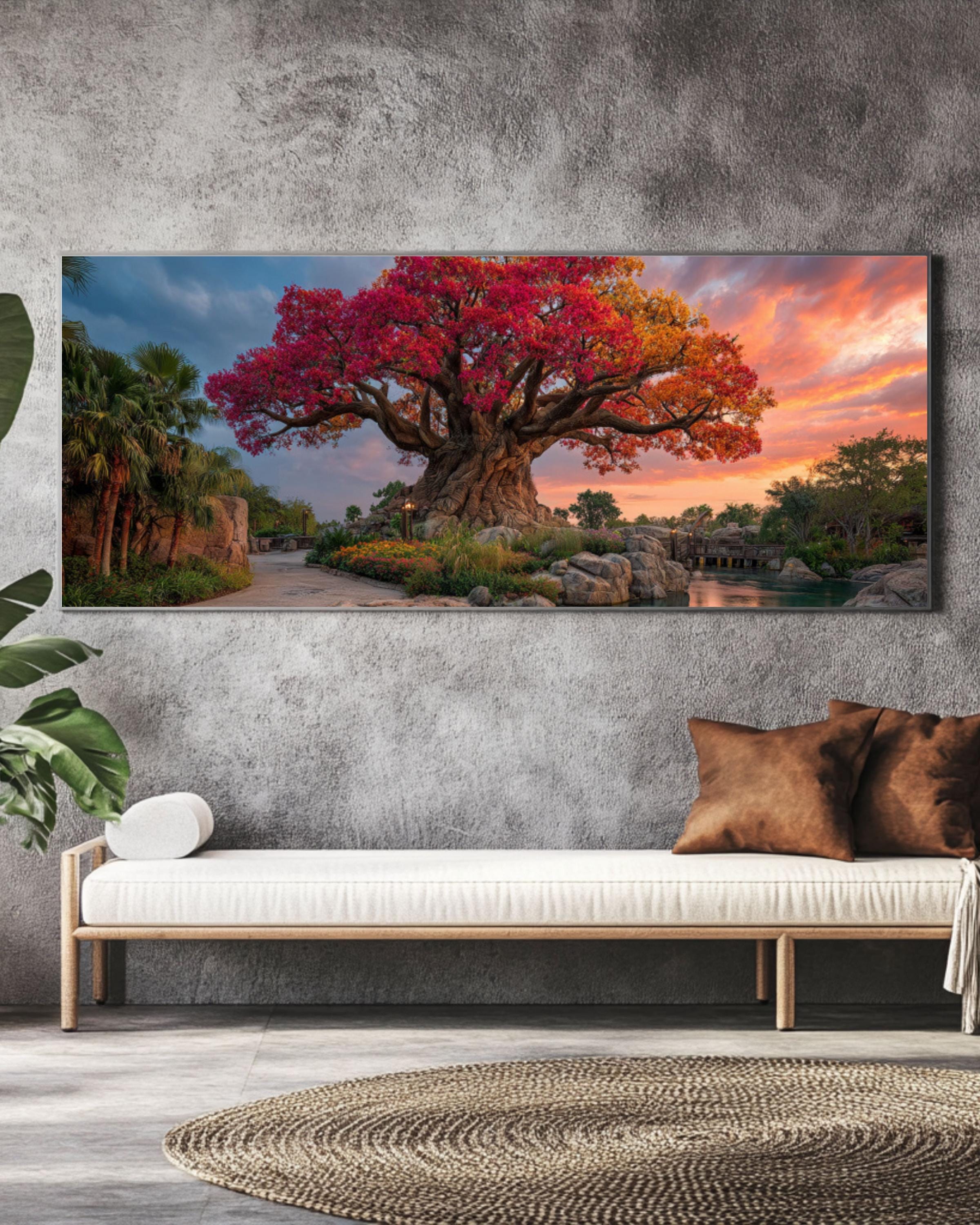 Tree of Life Canvas Art | Vibrant Oasis Landscape