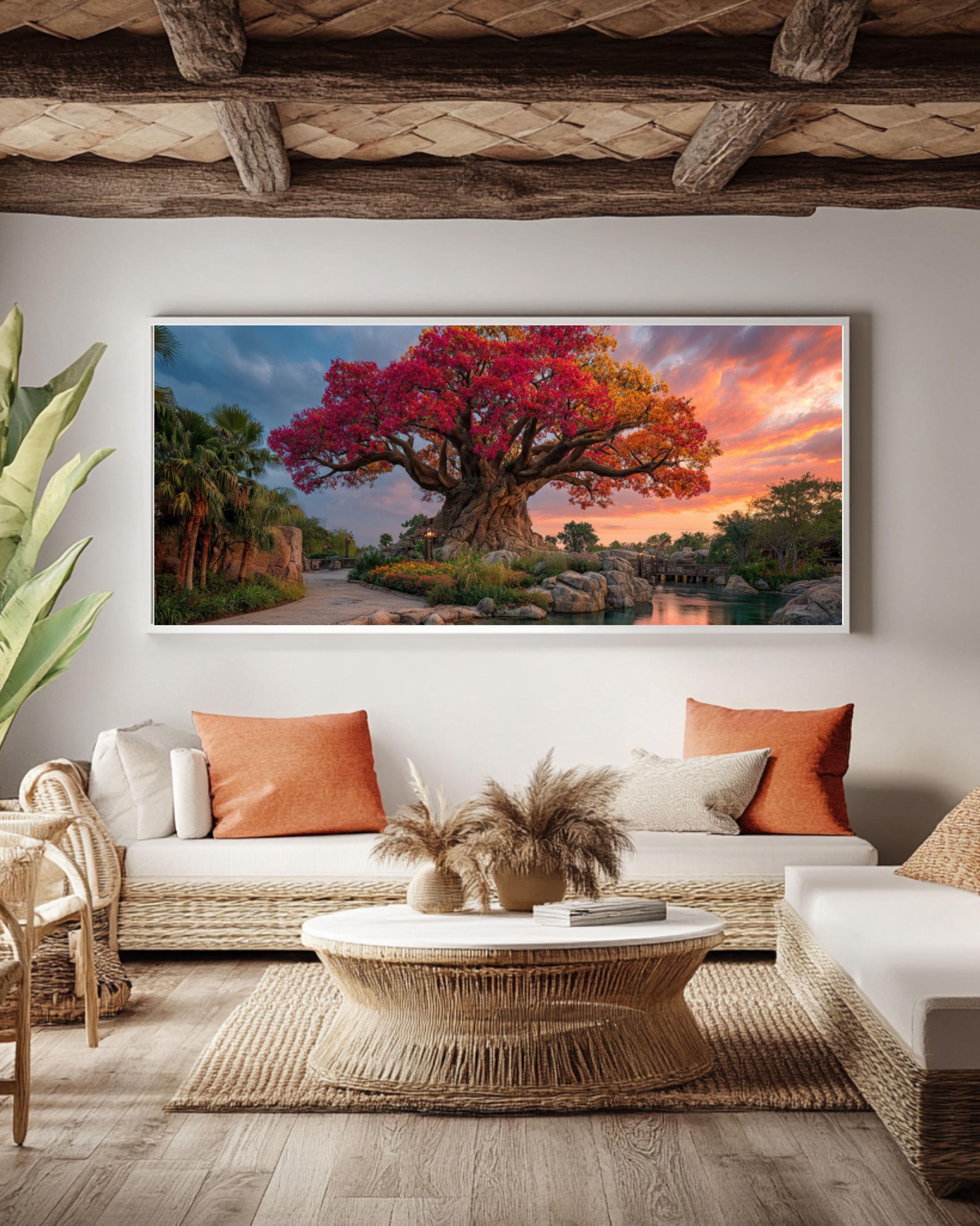 Tree of Life Canvas Art | Vibrant Oasis Landscape