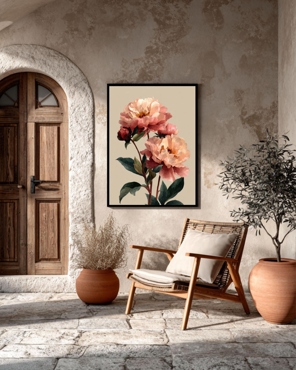 Blush Peony Watercolor Painting: Floral Wall Art Poster, Canvas or Framed Canvas Wall Art Print – Premium Home Decor