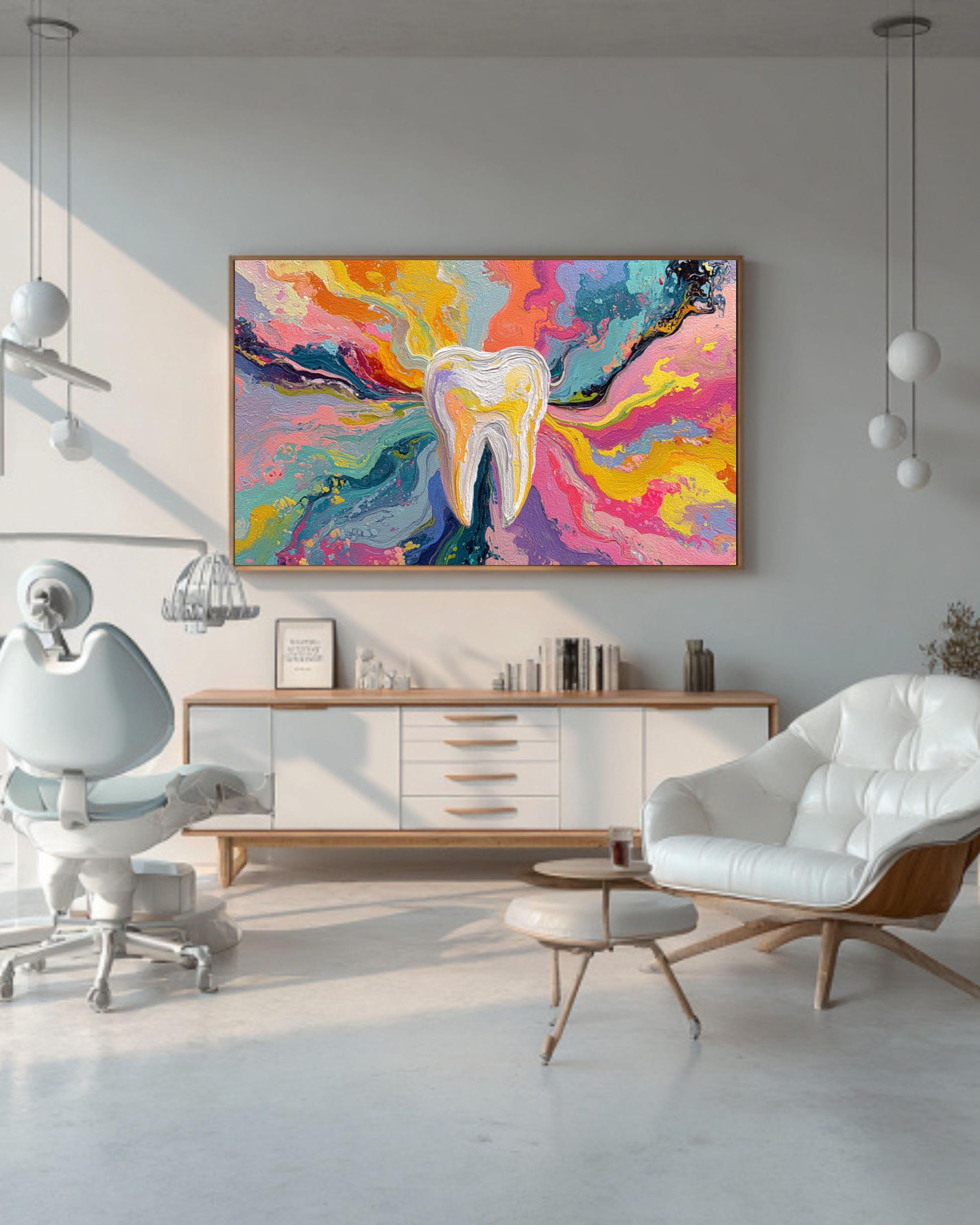 Colorful Tooth Wall Art | Vibrant Dental Office Canvas Print