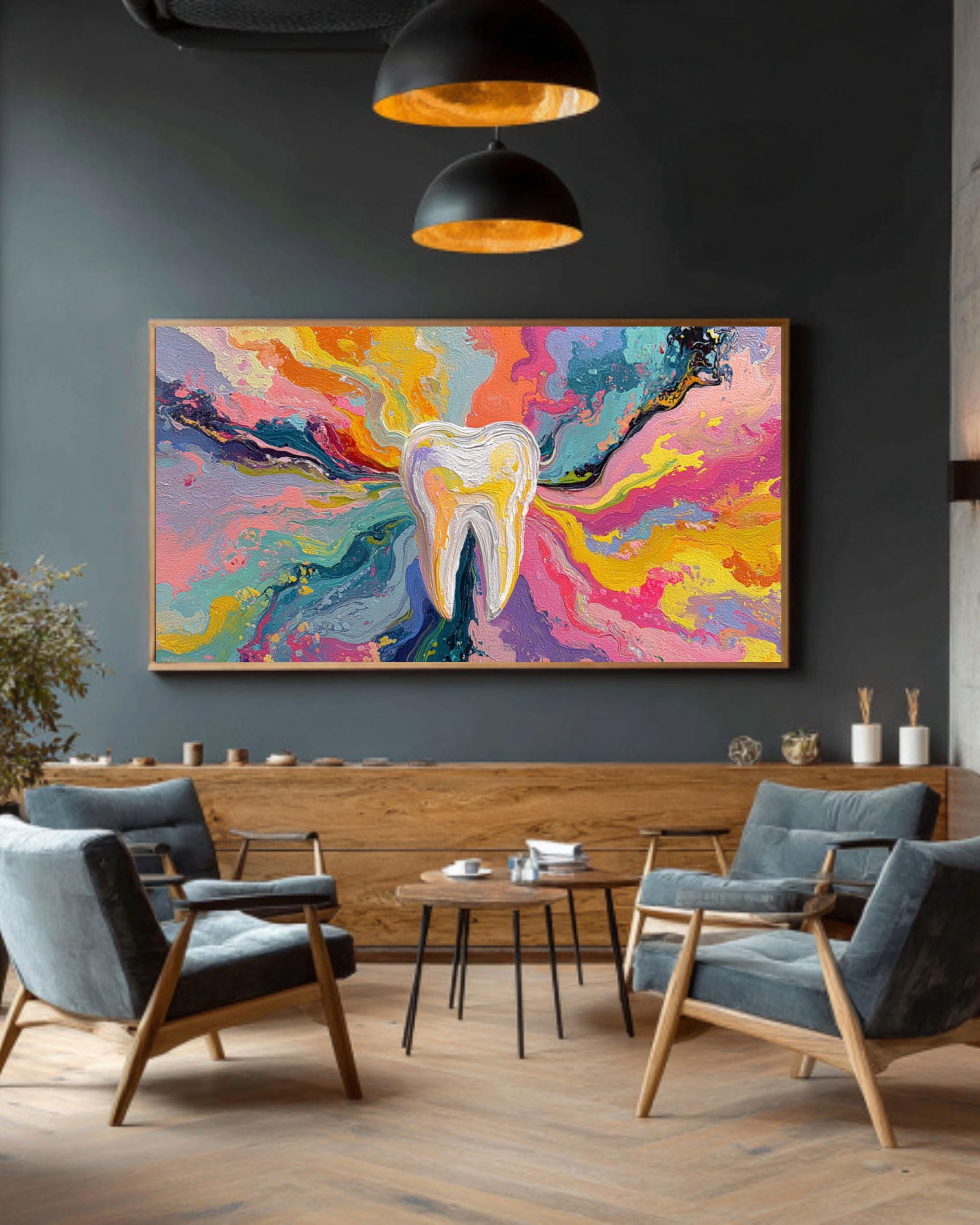 Colorful Tooth Wall Art | Vibrant Dental Office Canvas Print