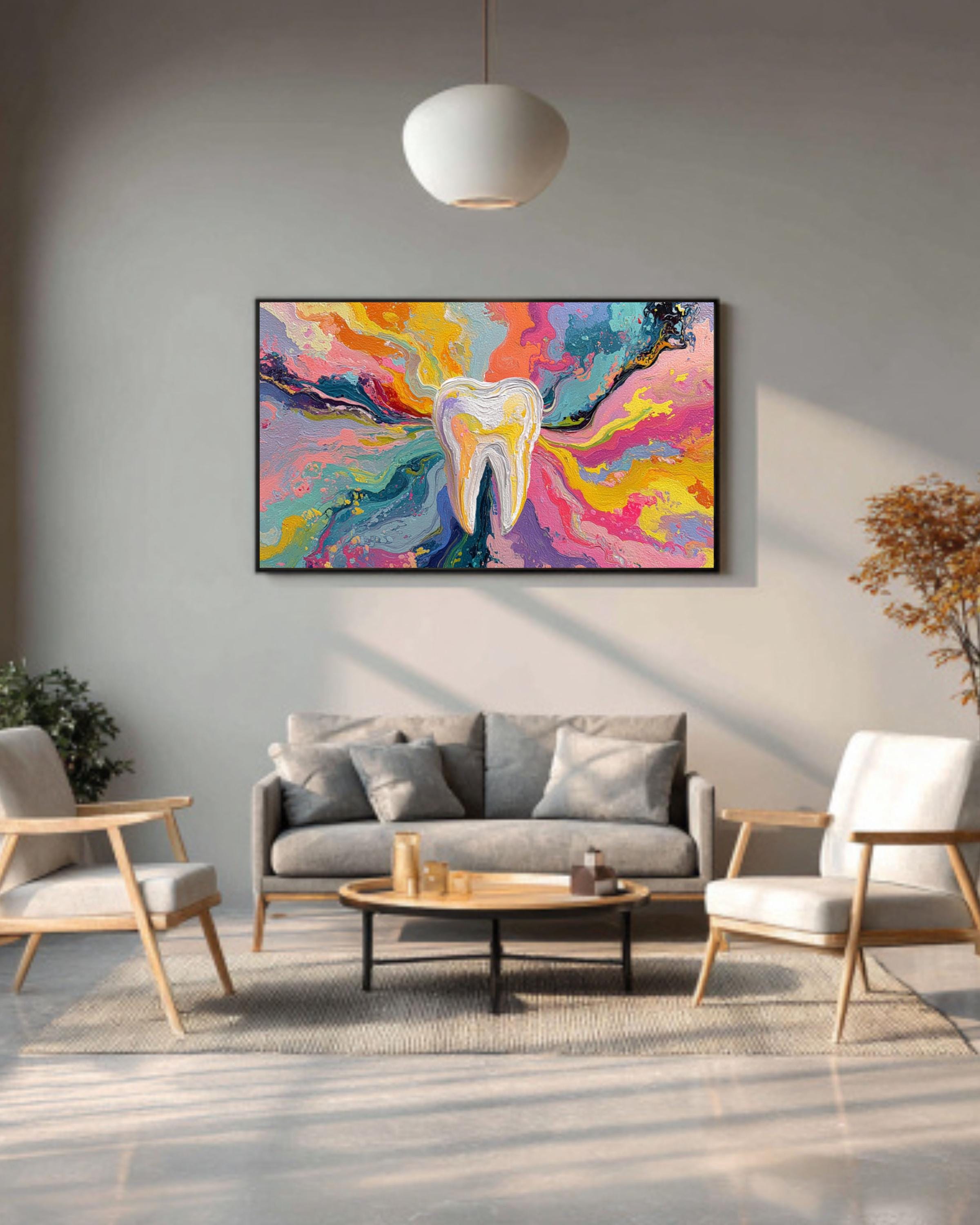 Colorful Tooth Wall Art | Vibrant Dental Office Canvas Print