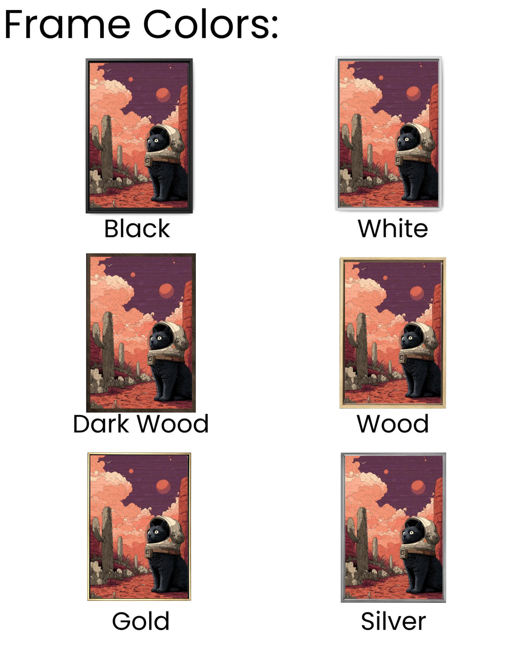 Black Cat Astronaut Art Print â€“ Cosmic Desert Illustration Canvas Wall Art Print – Premium Home Decor