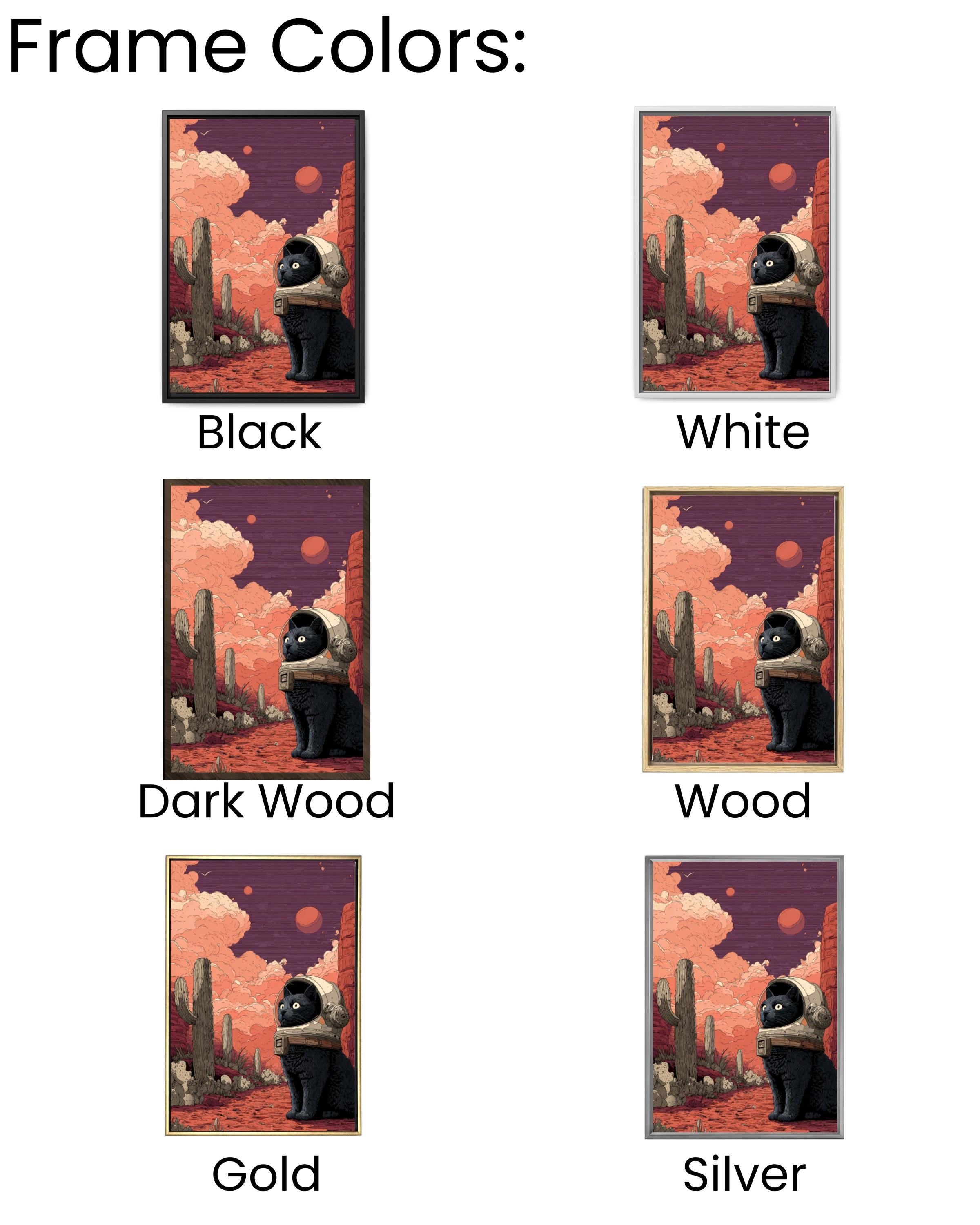 Black Cat Astronaut Art Print â€“ Cosmic Desert Illustration Canvas Wall Art Print – Premium Home Decor