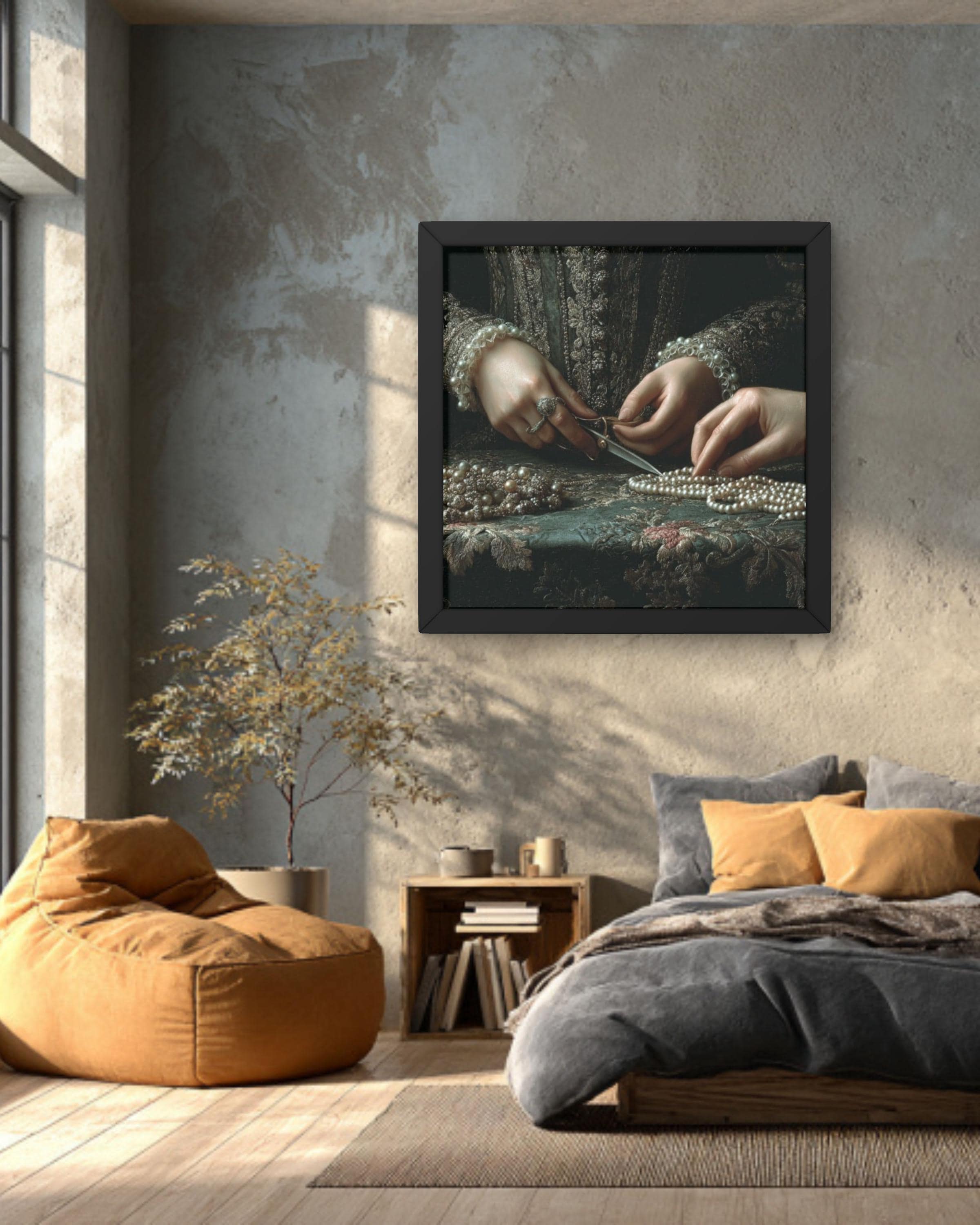 Baroque Hands Cutting Beads Art Print â€“ Gothic Home Wall Decor Canvas Wall Art Print – Premium Home Decor