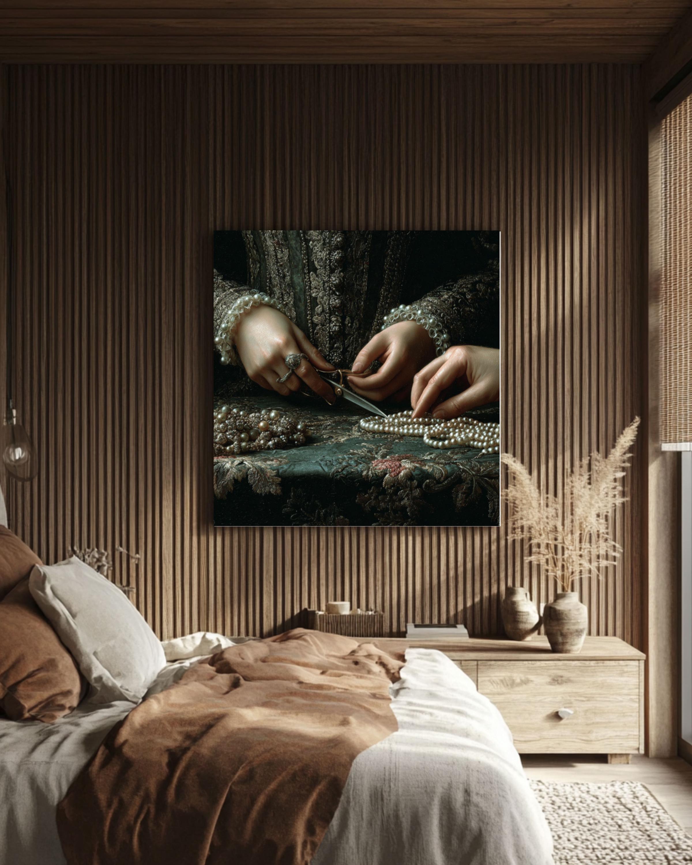 Baroque Hands Cutting Beads Art Print â€“ Gothic Home Wall Decor Canvas Wall Art Print – Premium Home Decor