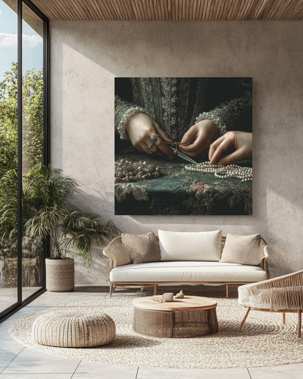 Baroque Hands Cutting Beads Art Print â€“ Gothic Home Wall Decor Canvas Wall Art Print – Premium Home Decor