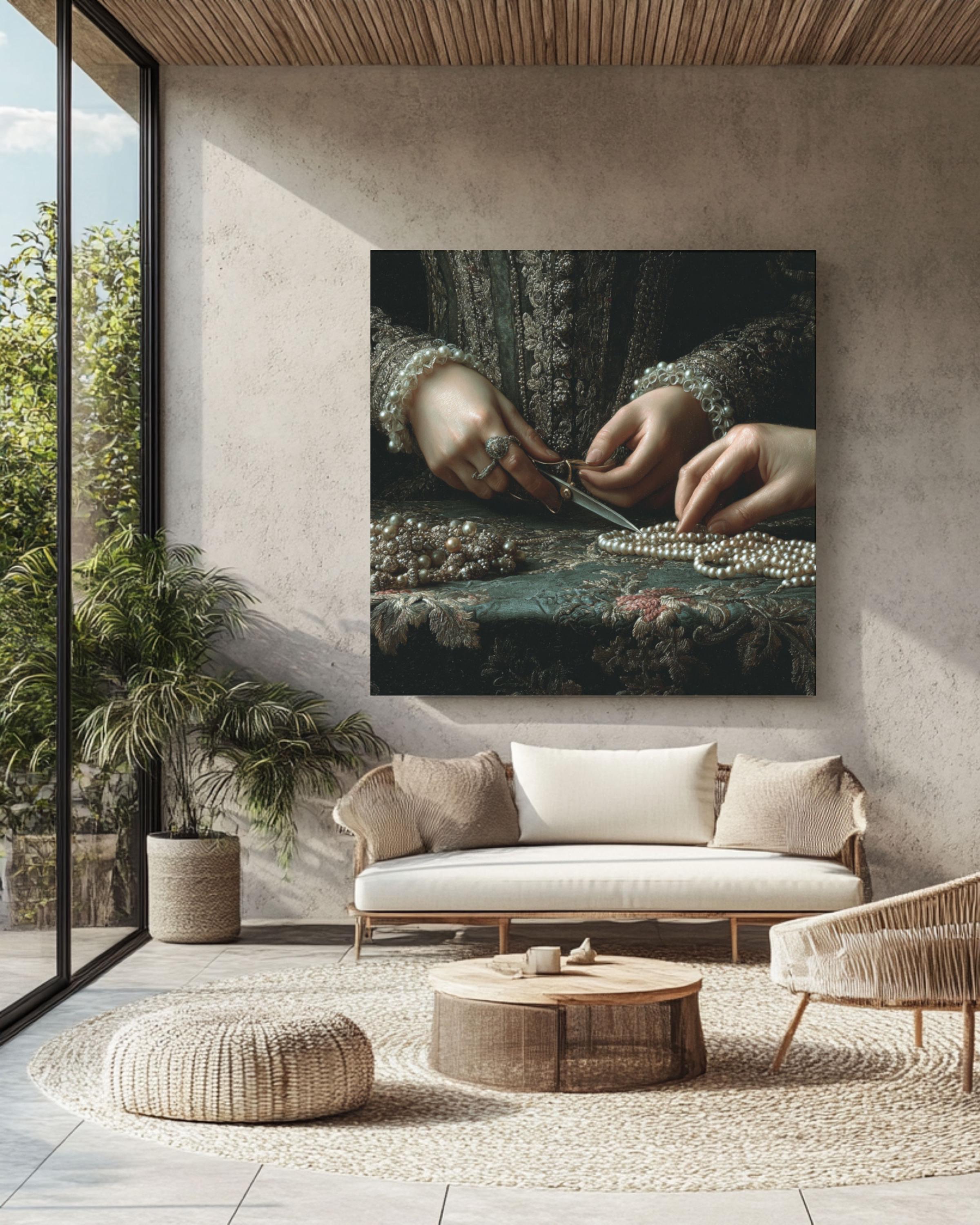 Baroque Hands Cutting Beads Art Print â€“ Gothic Home Wall Decor Canvas Wall Art Print – Premium Home Decor