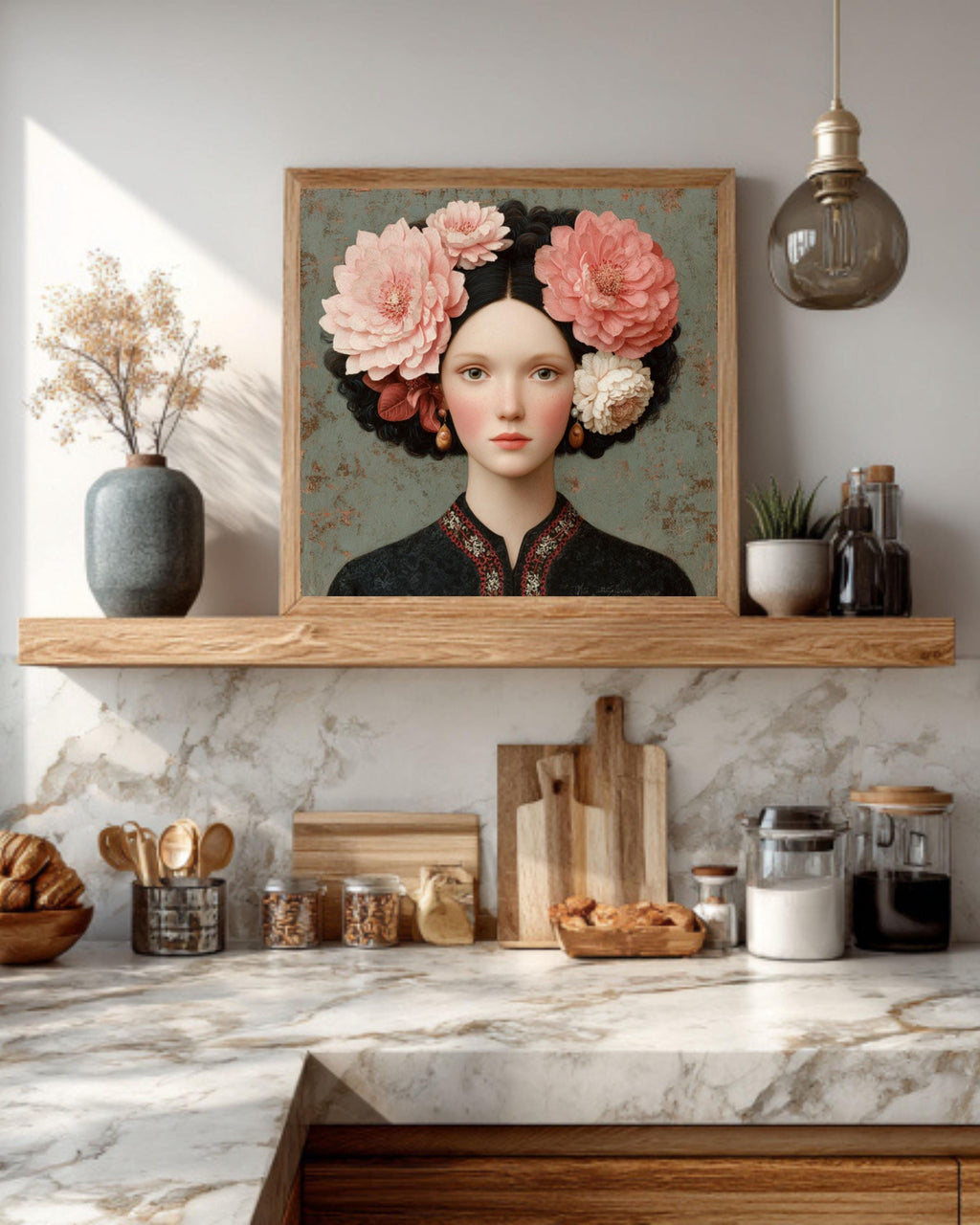 Floral Headpiece Woman Portrait | Elegant Feminine