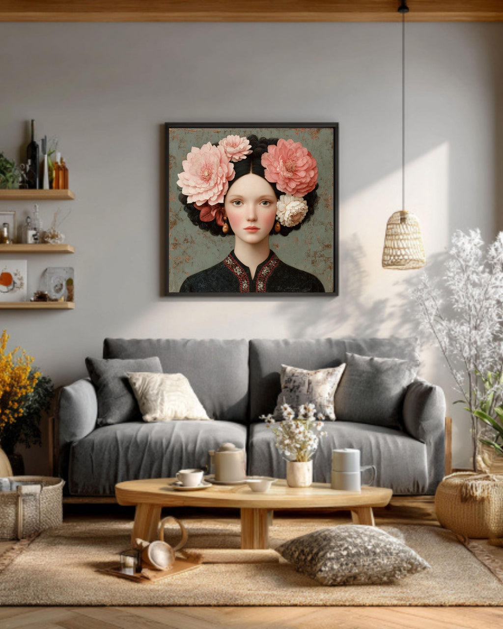 Floral Headpiece Woman Portrait | Elegant Feminine