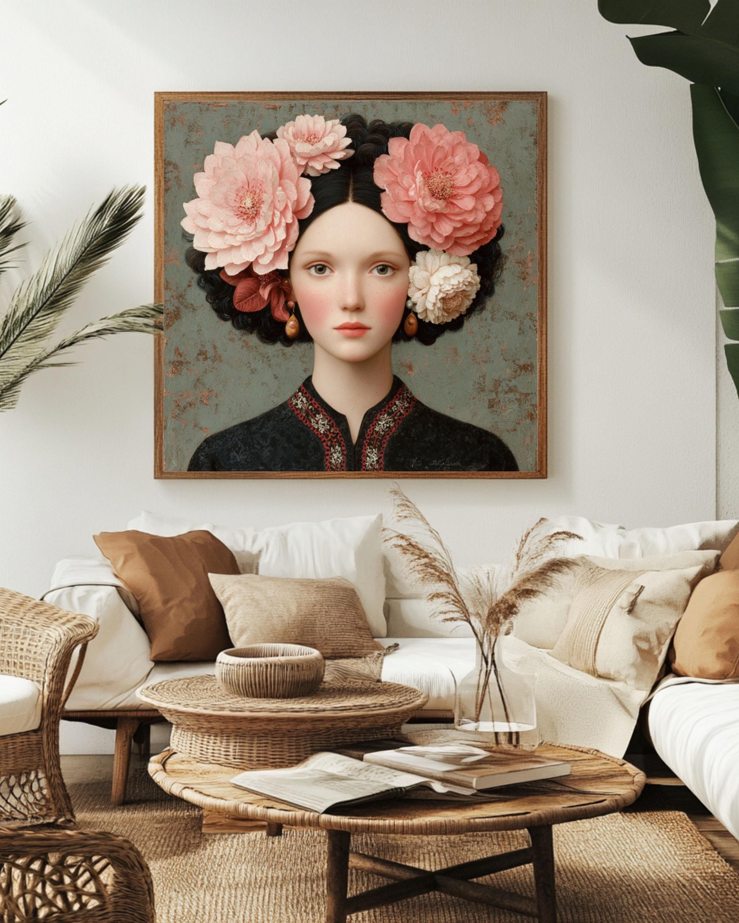 Floral Headpiece Woman Portrait | Elegant Feminine