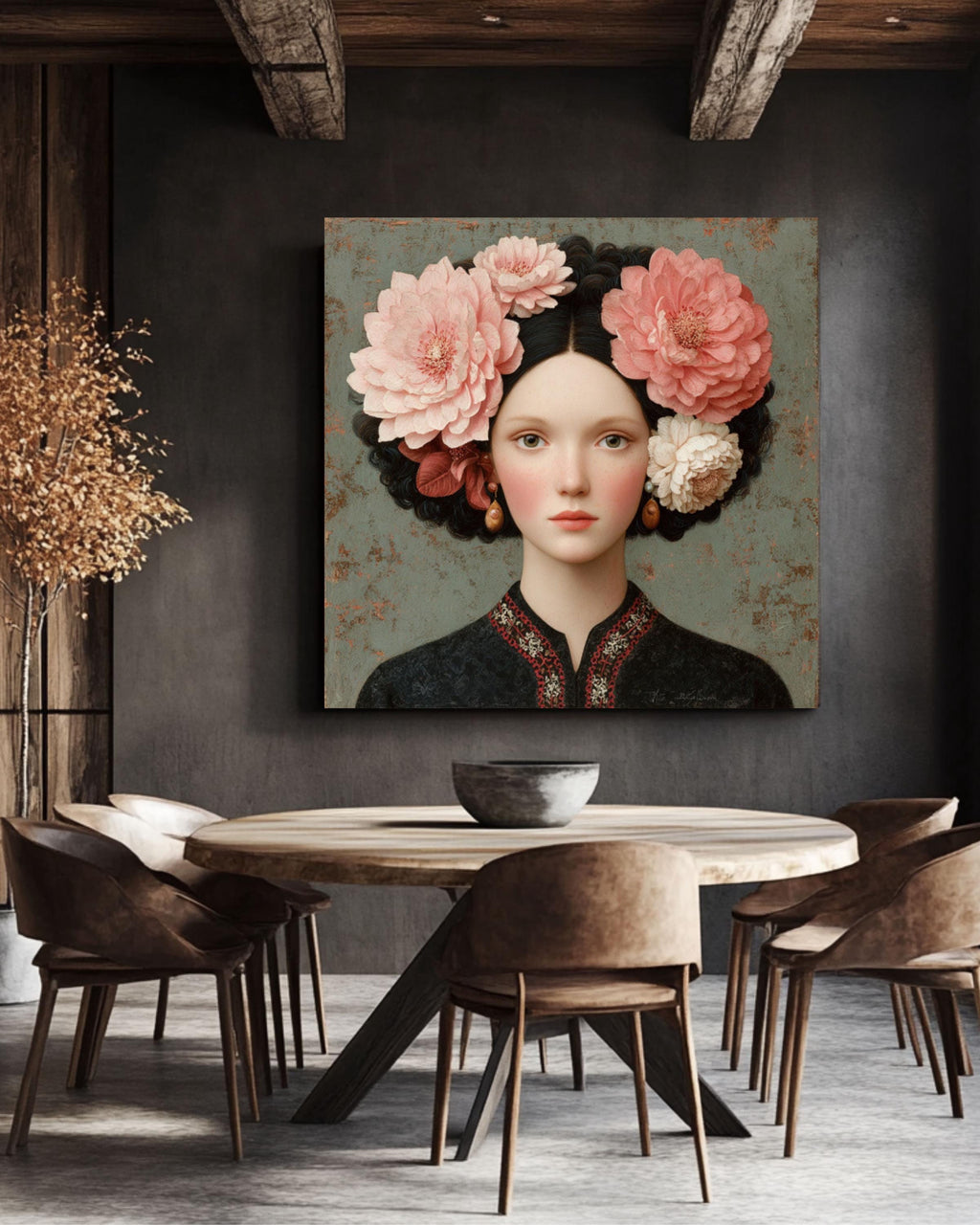 Floral Headpiece Woman Portrait | Elegant Feminine