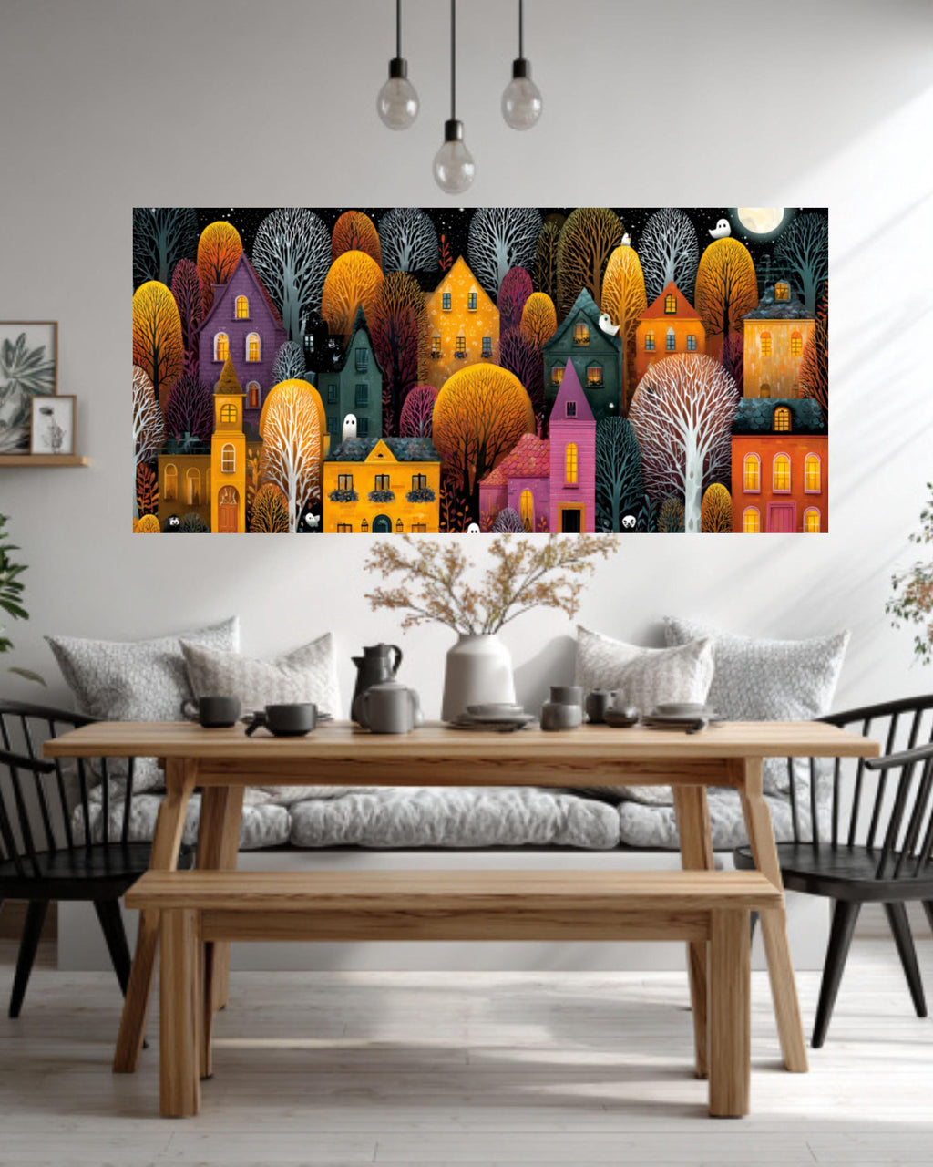 Halloween Town Canvas Art | Spooky Houses