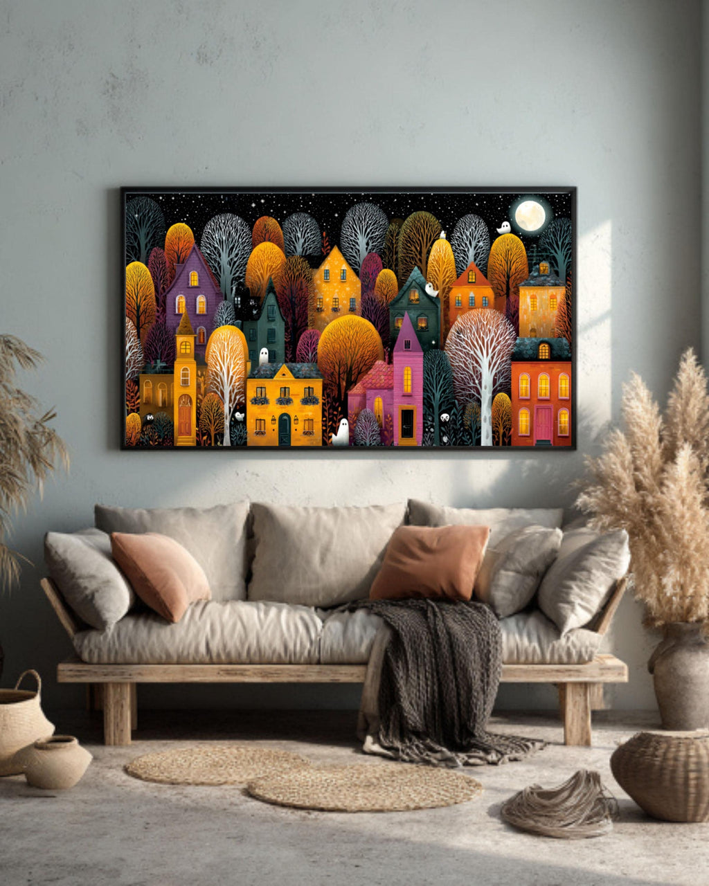 Halloween Town Canvas Art | Spooky Houses